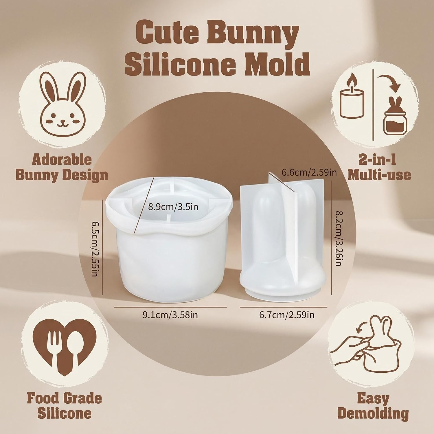 Detalle 2 de MUAECH Bunny Jar Silicone Mold Set