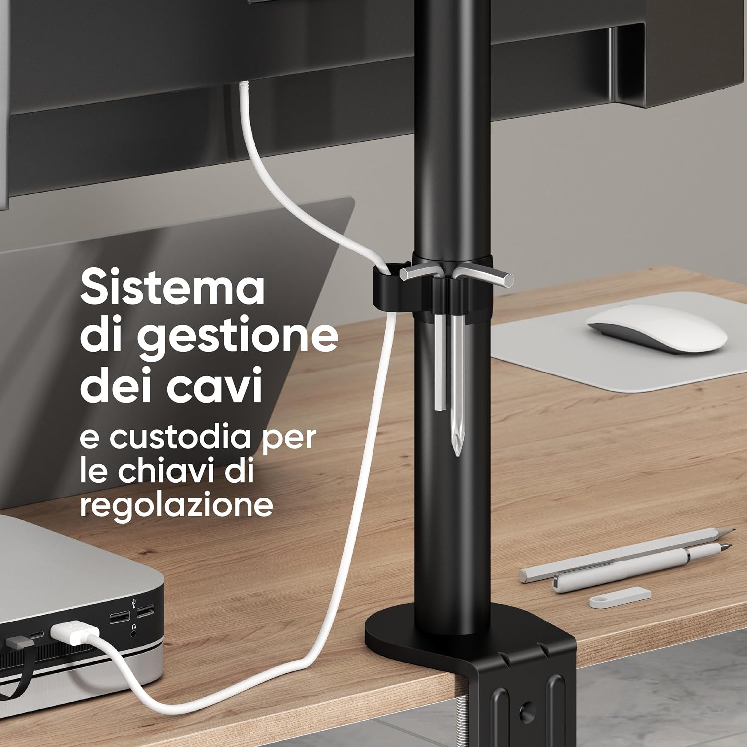 Thumbnail 6 de ONKRON Supporto monitor da scrivania D101E-B, braccio 13"–34" con carico fino a 8 kg (VESA 75x75/100x100), inclinazione e rotazione