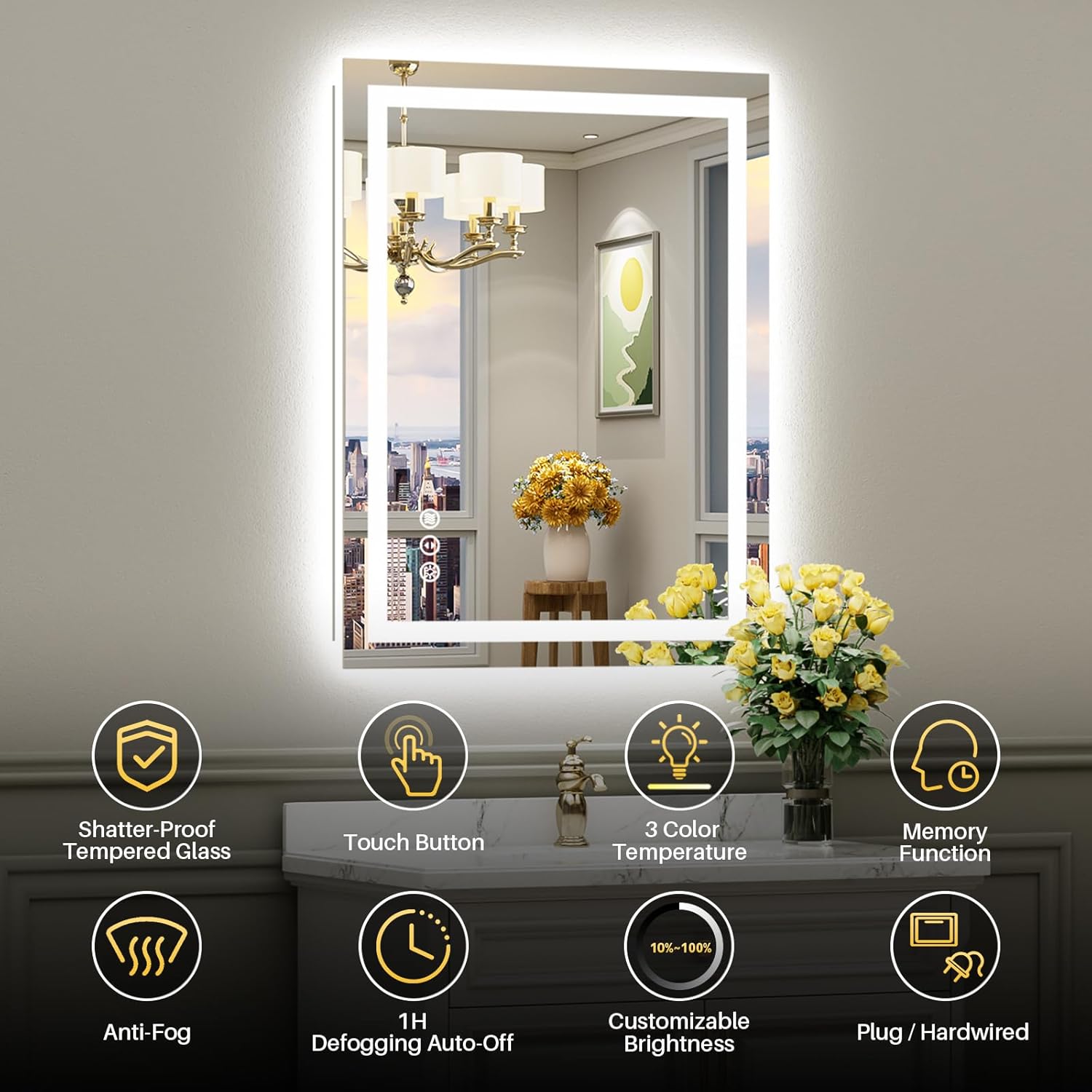 Detalle 2 de Briivue 36x32 Inch LED Bathroom Mirror