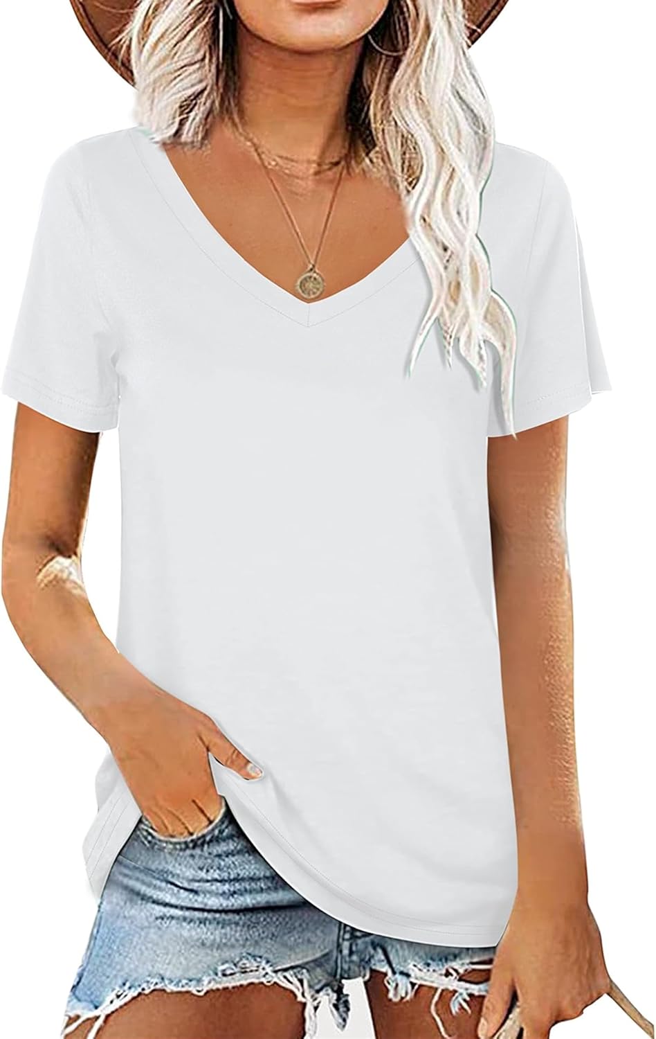Thumbnail 6 de AirMood T-shirt d'été décontracté à manches courtes et col en V pour femme