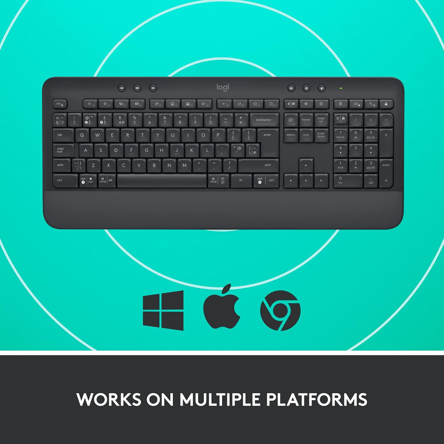 Thumbnail 5 de Logitech Signature K650 Wireless Keyboard with Wrist Rest (QWERTY UK) – Grey