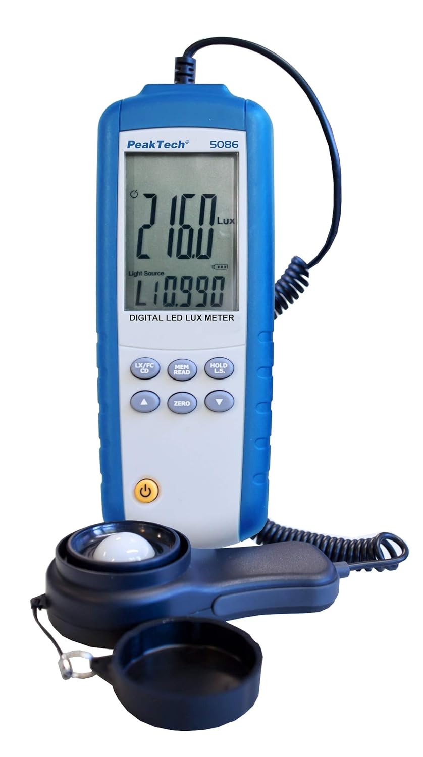 Detalle de Peaktech P 5086 Digitales LED Lux-Messgerät – präzise Beleuchtungsmessung mit externem Sensor
