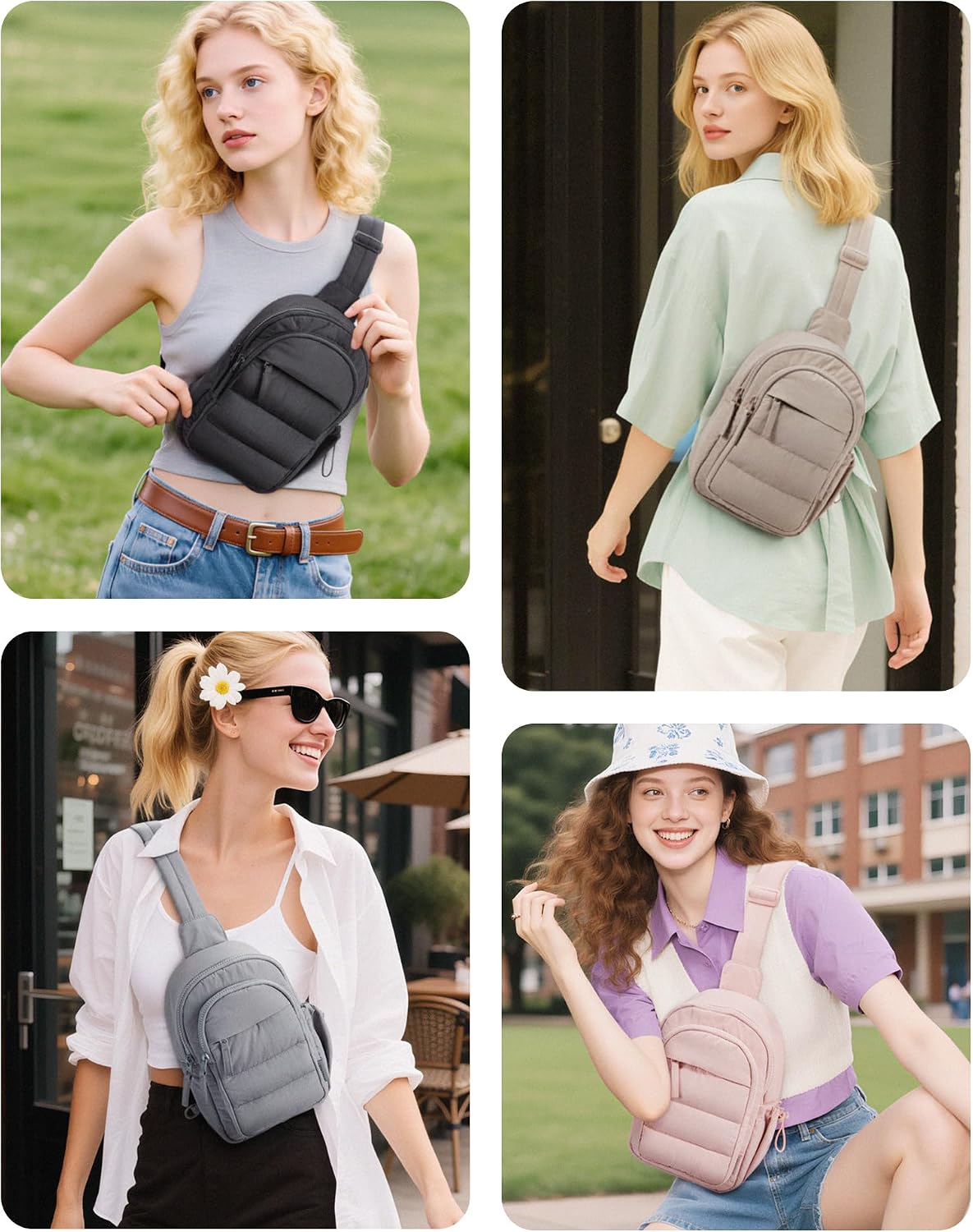 Thumbnail 1 de bagsmart Crossbody Bags for Women – 4L Sling Bag with Anti-Theft, Water-Resistant Puffer Chest Bag
