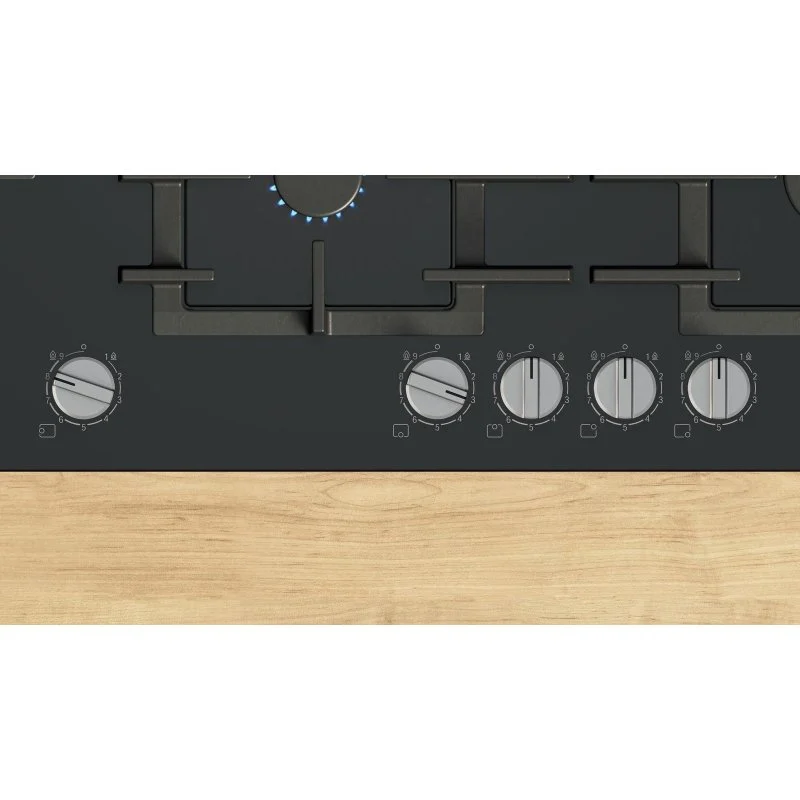 Detalle 2 de Encimera de gas Bosch Serie 6 PPM9A6I40: 90 cm, 5 zonas, negro - rendimiento profesional y estética moderna