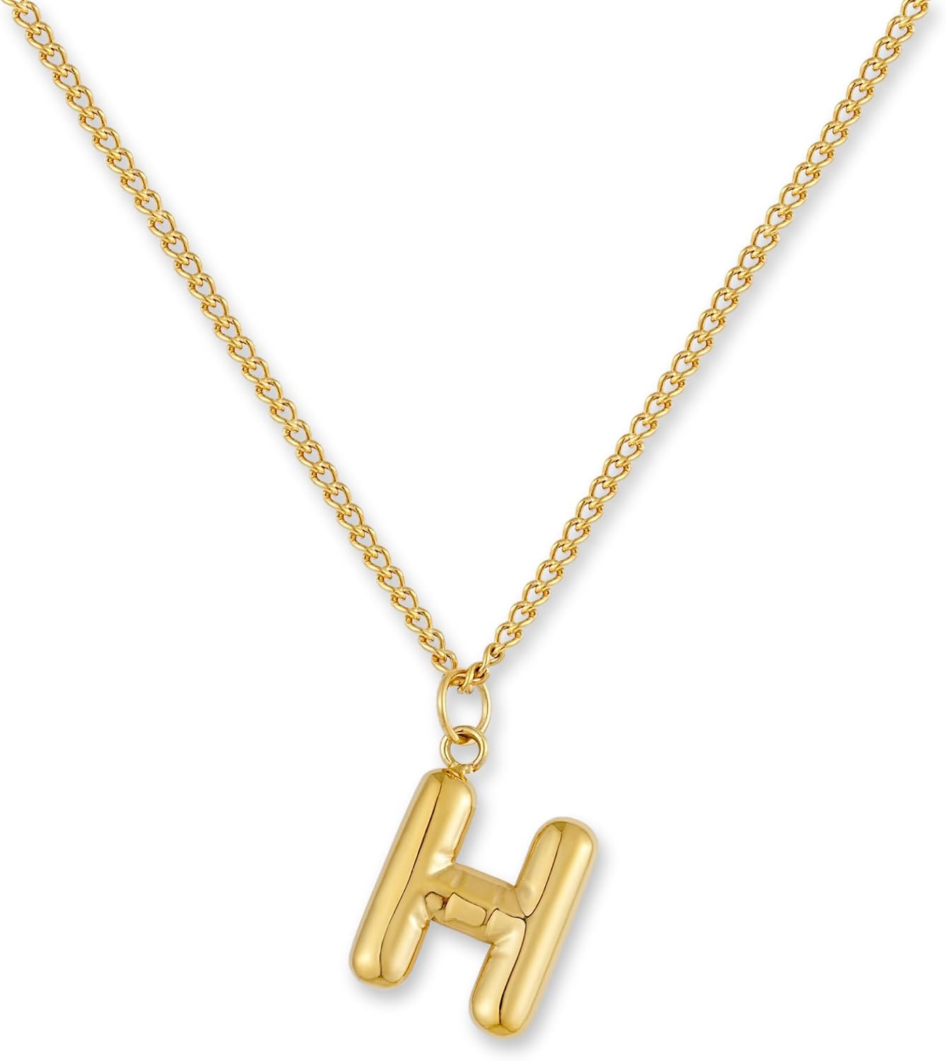 Detalle de GD GOOD.designs Collana Lettera Oro Bubble con iniziale A-Z, ciondolo in acciaio inossidabile placcato oro 18K