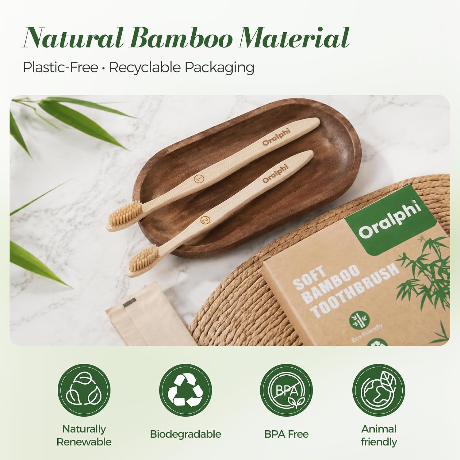 Detalle 2 de Oralphi Bamboo Toothbrushes 6-Pack