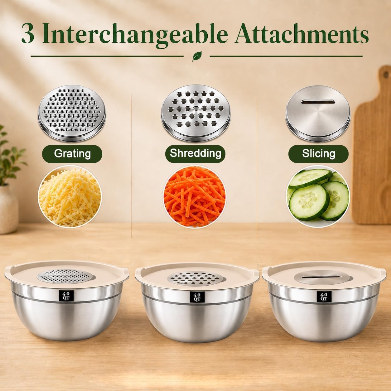 Detalle de Boskermeal Stainless Steel Mixing Bowls, 5 Sizes