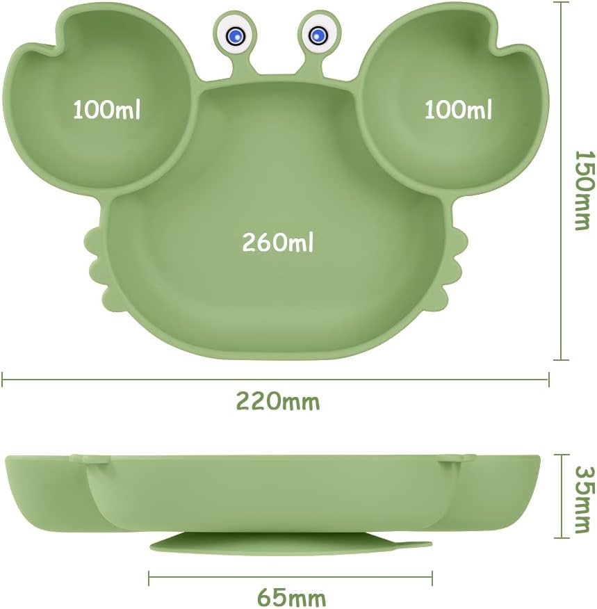 Thumbnail 1 de Vicloon Piatto in Silicone con Ventosa per Bambini – Granchio Verde
