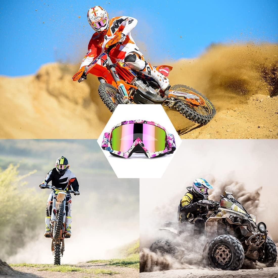 Thumbnail 5 de JAMIEWIN Motocross Goggles — Anti-Fog, UV400, Lightweight Offroad Goggles for Men, Women & Kids