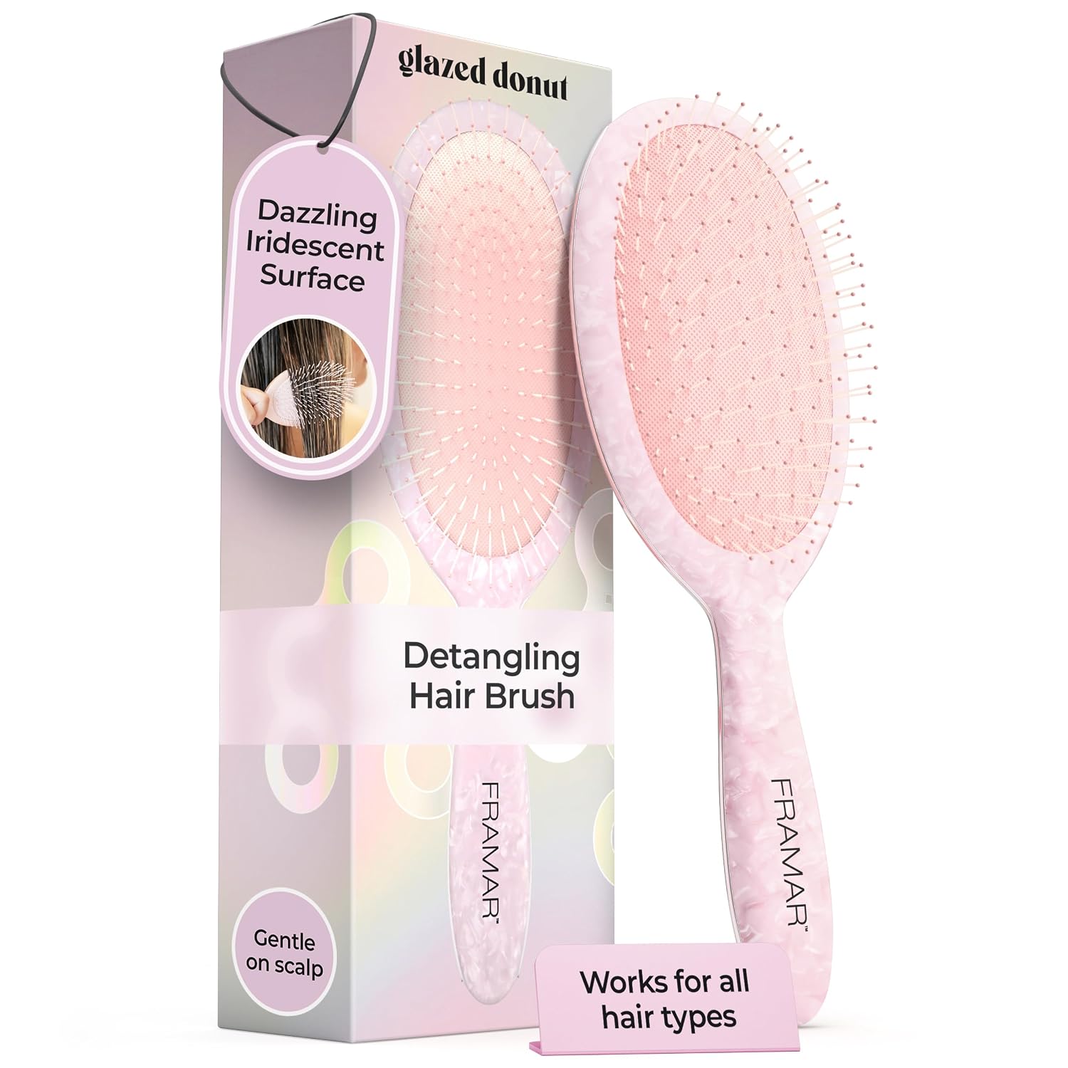 Detalle de FRAMAR Iridescent Wet Hair Brush Detangler – Detangle Brush for Curly Hair, Kids, and Women