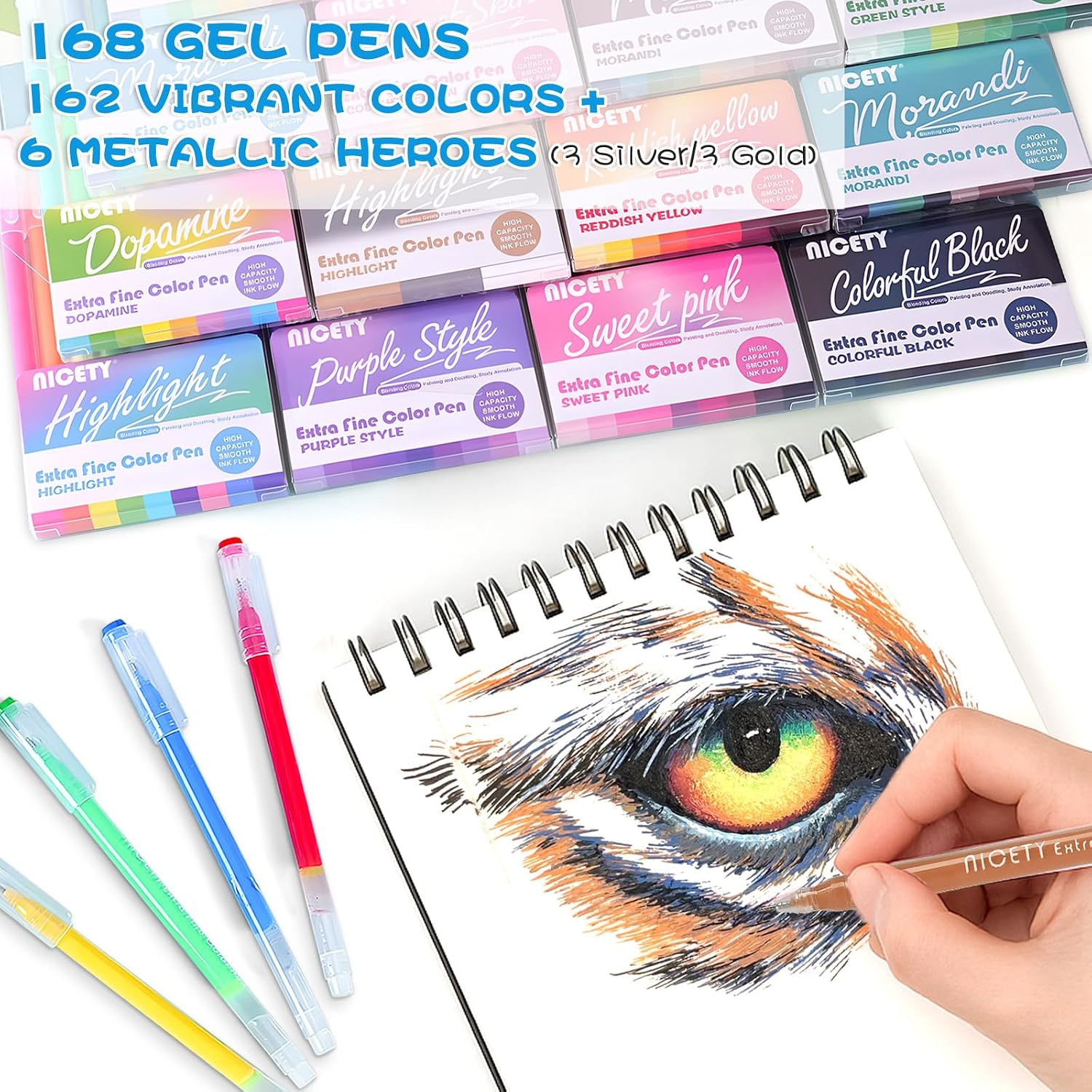 Thumbnail 1 de NICETY 168 Gel Pens set 0.5mm for colouring 🎨