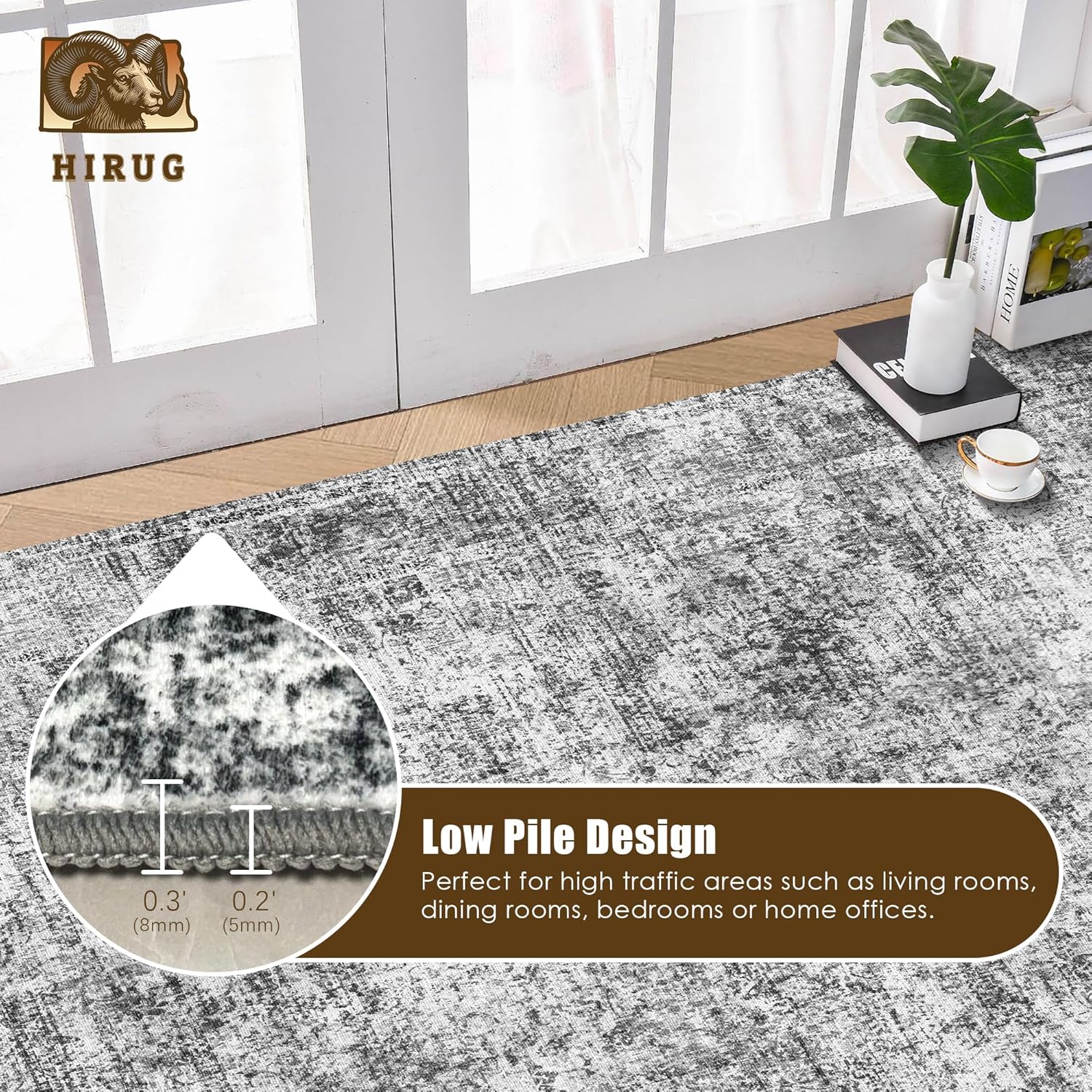 Thumbnail 4 de Washable Area Rug 5' x 7' Vintage Persian 🏡