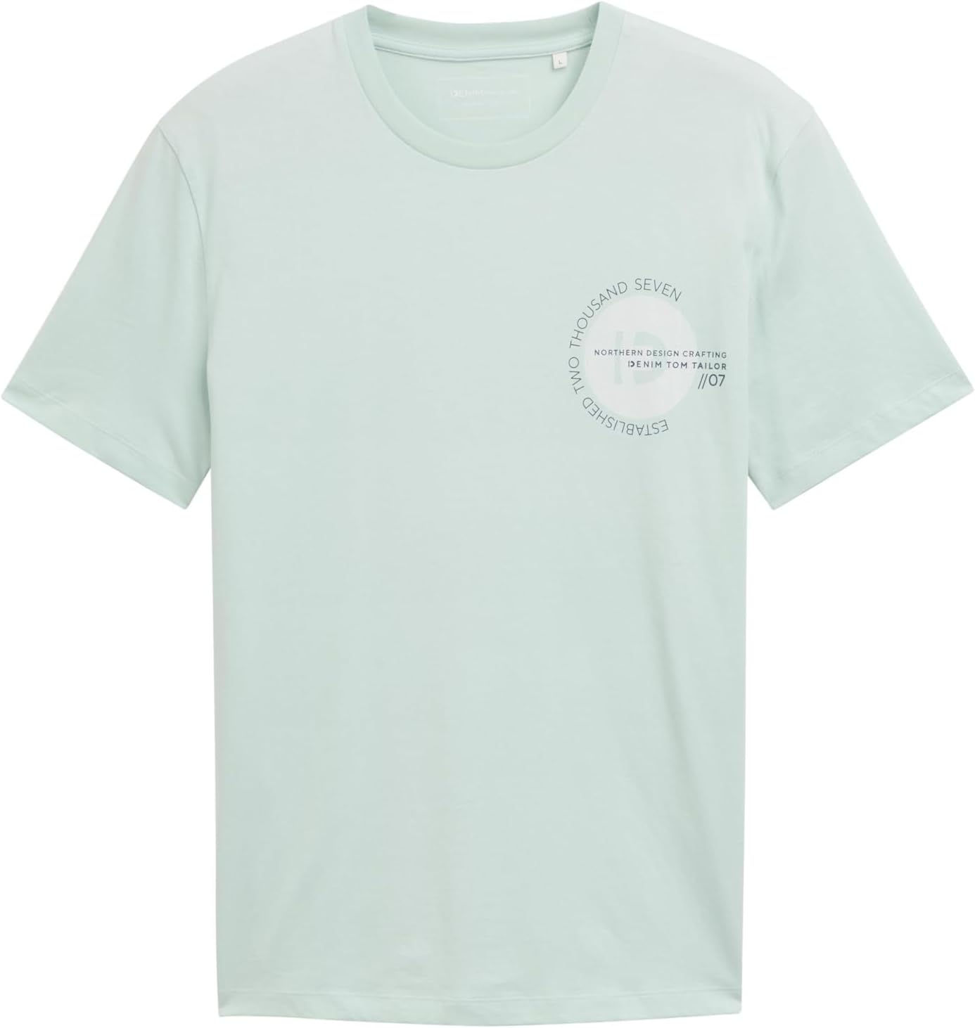 Detalle de Tom Tailor Denim Herren Basic T-Shirt mit Logo-Print – einfaches Basic-Shirt mit Logo-Print