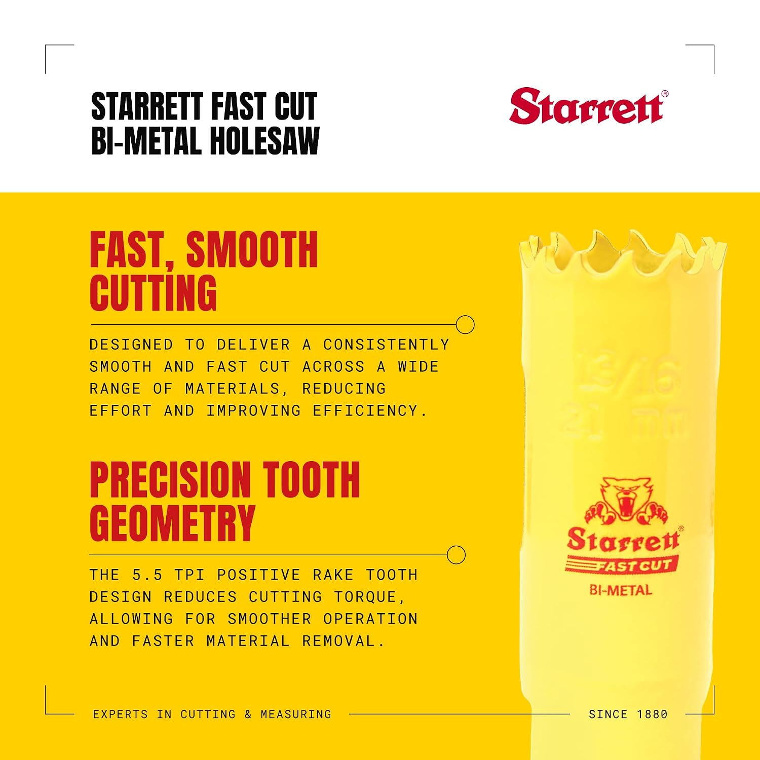 Detalle de Starrett FCH1036 21 mm hålsåg i bi-metall med 41 mm sågdjup