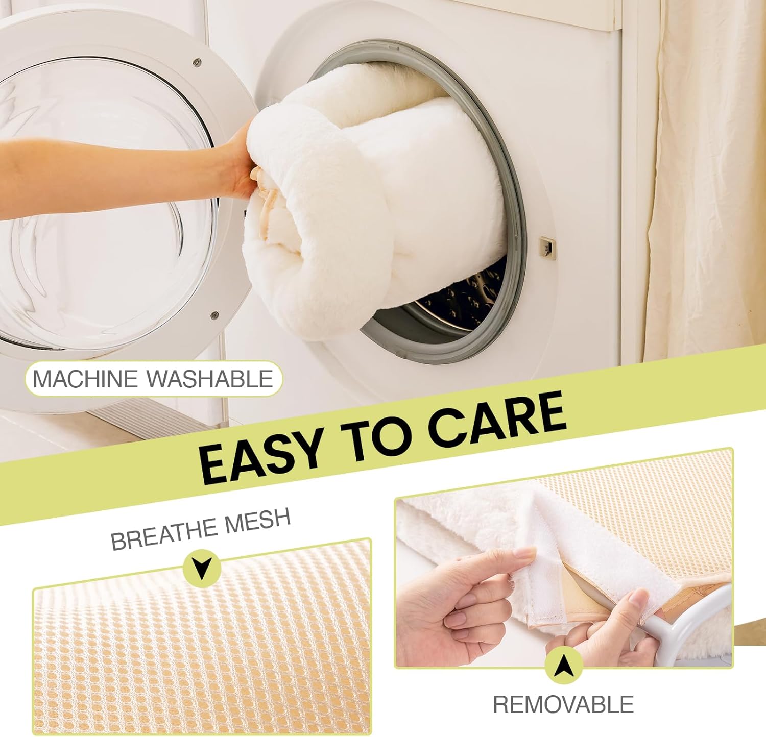 Thumbnail 3 de EDAGNY Hamac élégant pour Chat à fenêtre Pliable – Lit en Peluche avec Housse épaisse Amovible, Structure en Acier Stable Jusqu’à 18 kg (Kaki, M)