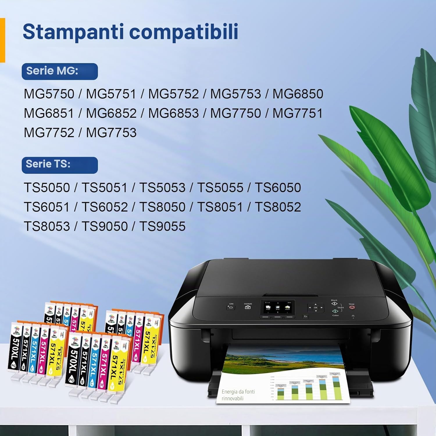 Thumbnail 1 de Palmtree 20-Pack Cartucce Compatibili per Canon 571/570 XL – per PIXMA MG5750, MG6850, TS5050 e altri modelli