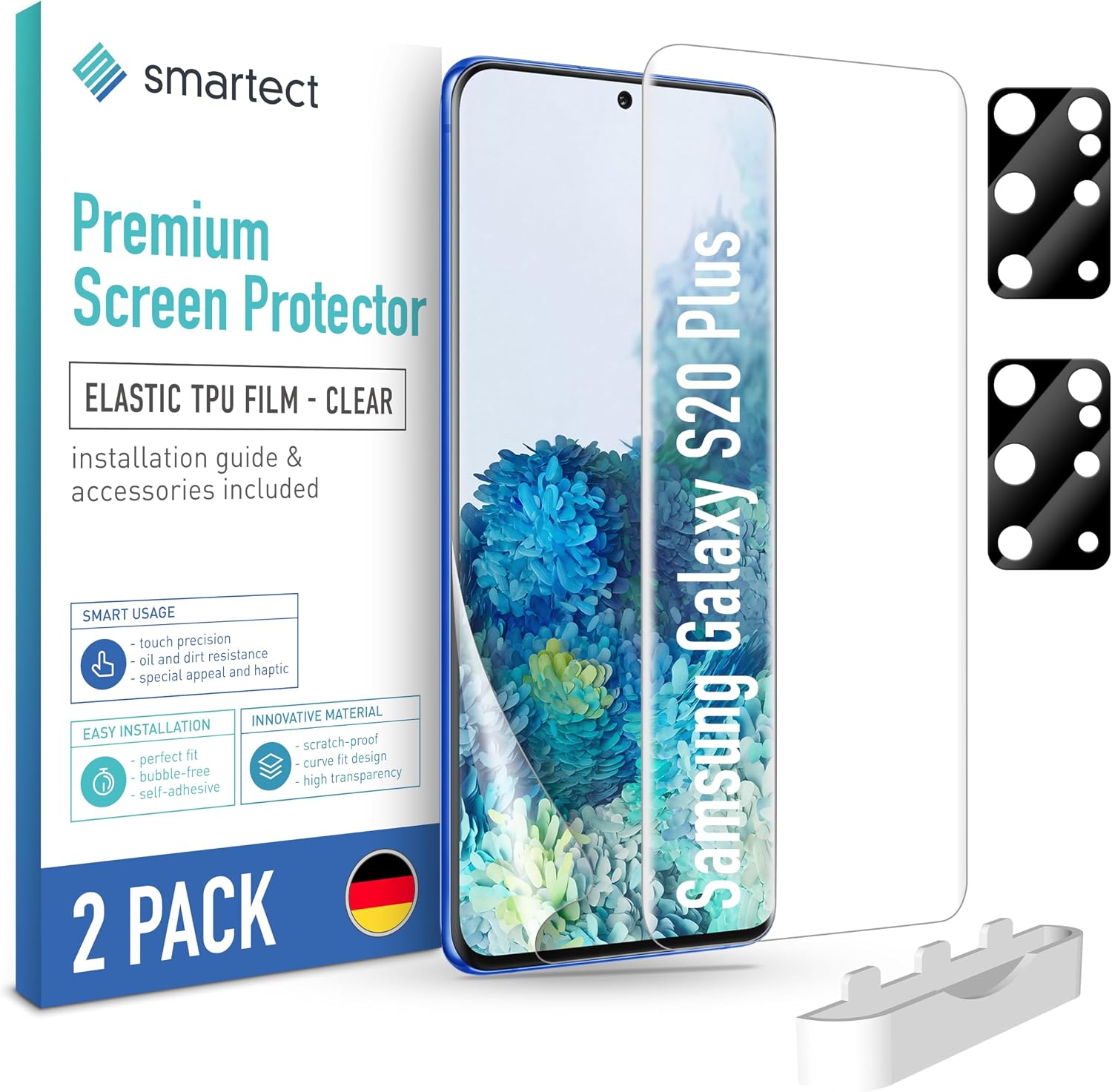 Detalle de smartect Protecteur d’écran TPU pour Samsung Galaxy S20 Plus (2 + 2 pièces) avec protection caméra
