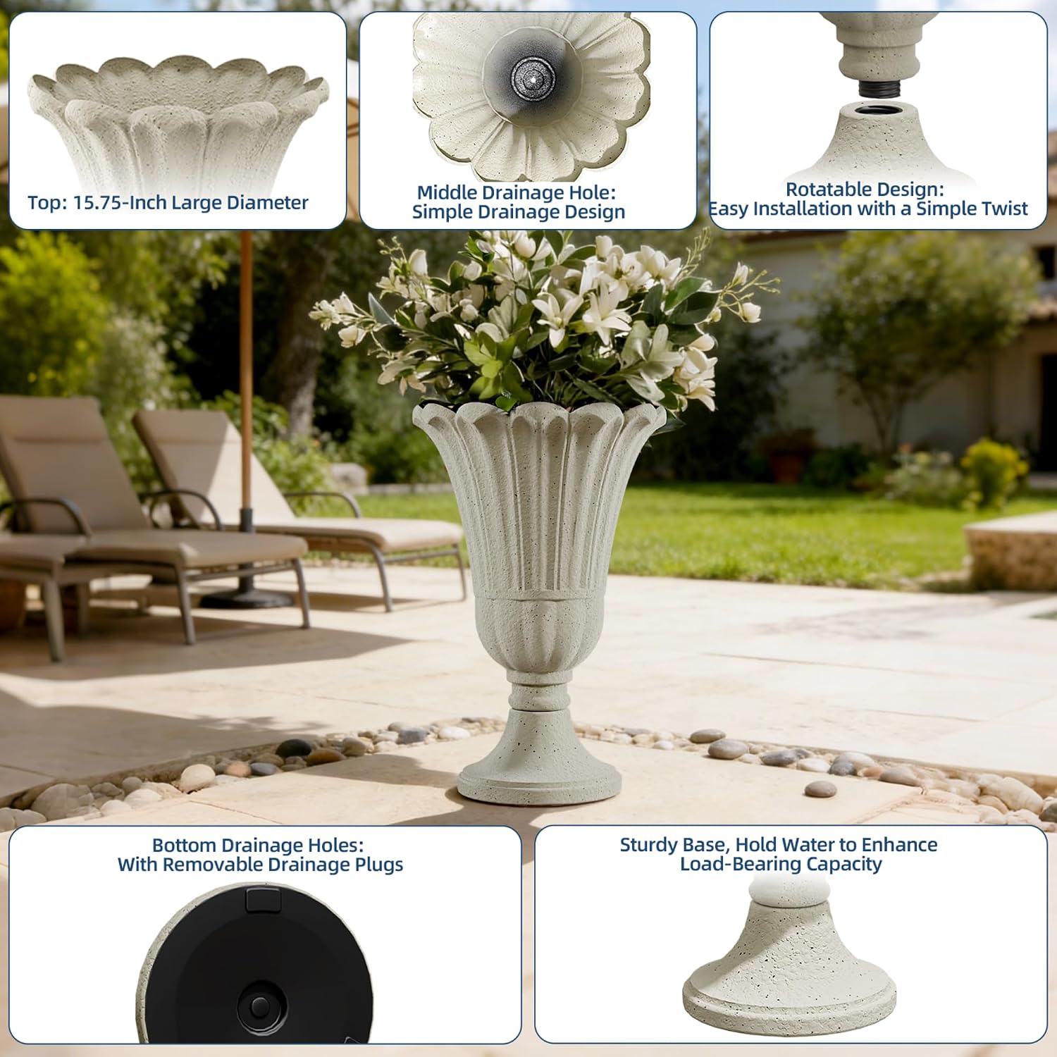 Detalle de Diyfire Urn Planters, 24-Inch