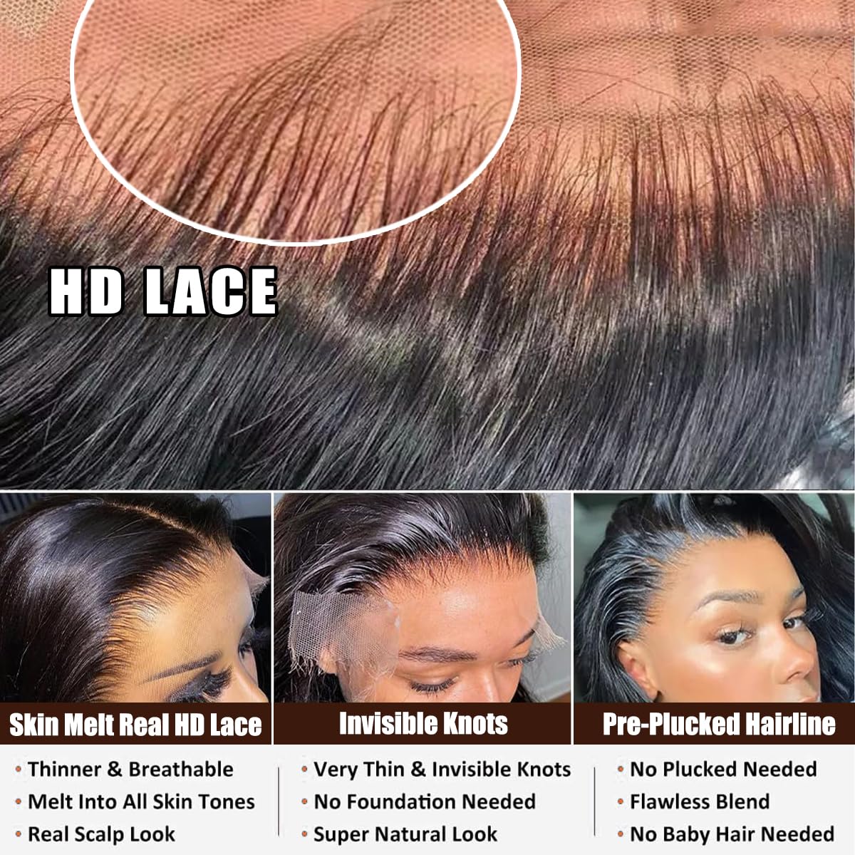 Detalle 2 de LAPONDAI 32 Inch 13x6 Straight Wig