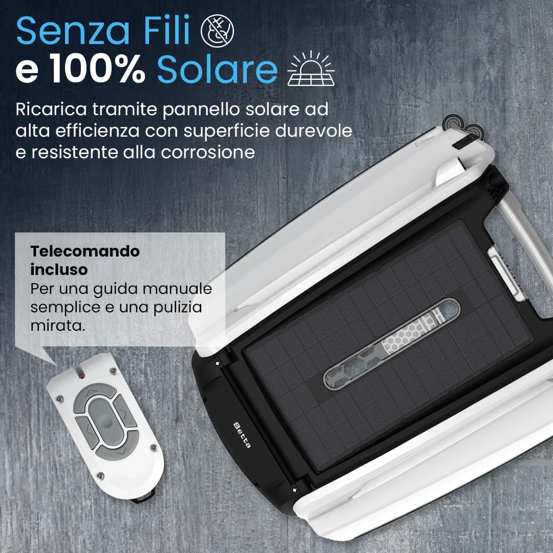 Thumbnail 2 de Betta SE Robot Skimmer Solare Senza Fili per Piscina – pulitore automatico di superficie con batteria fino a 30h, per ambienti salini e clorati (bianco)