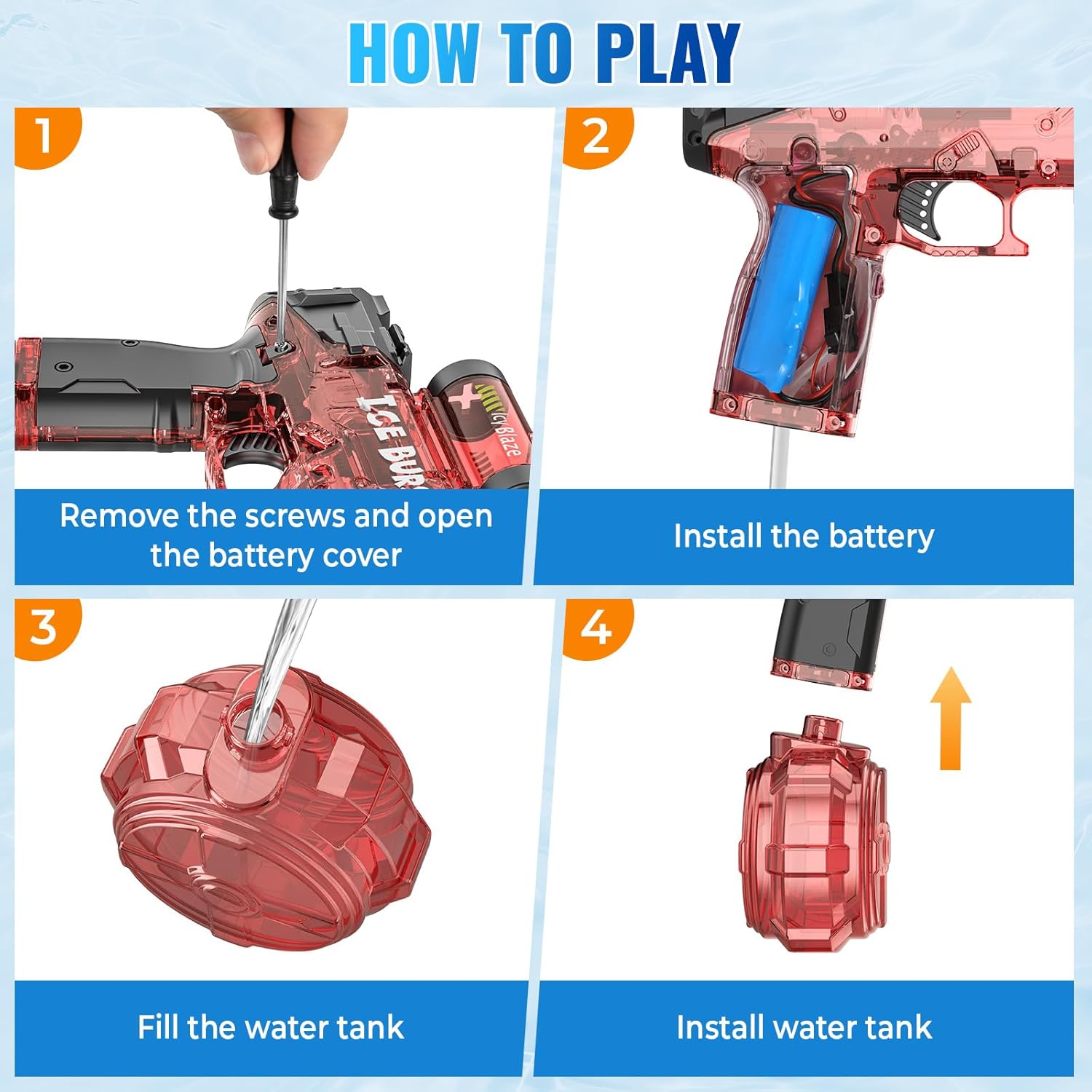 Thumbnail 3 de Elektrische Wasserpistole für Kinder und Erwachsene – Vollautomatisch mit LED, Sound und USB-Akku (360 ml, 8 m Reichweite)