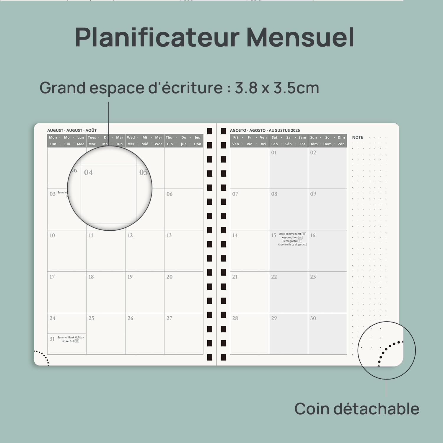 Detalle 2 de PRORUN Agenda 2026/2027 Semainier — 22 x 16,5 cm, Août 2026 à Déc 2027