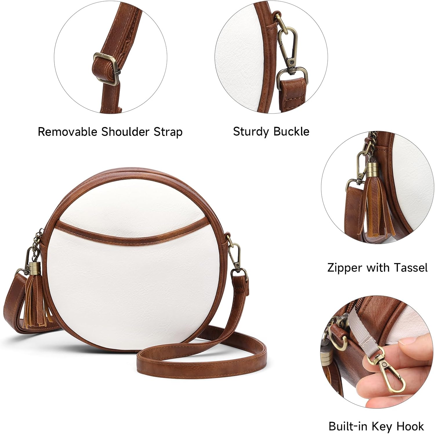 Thumbnail 5 de GAEKEAO Round Crossbody Bag for Women in Vegan Leather