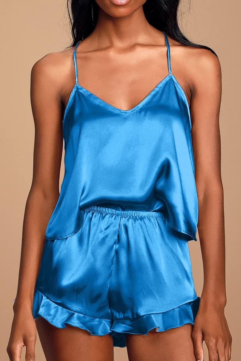 Thumbnail 4 de CHYRII Silk Satin Ruffled Pajama Set 97% Polyester