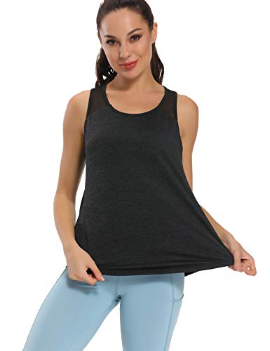 Detalle 2 de Dawnrole Workout Tank Top for Women – Dark Grey, Sleeveless Gym, Yoga & Run