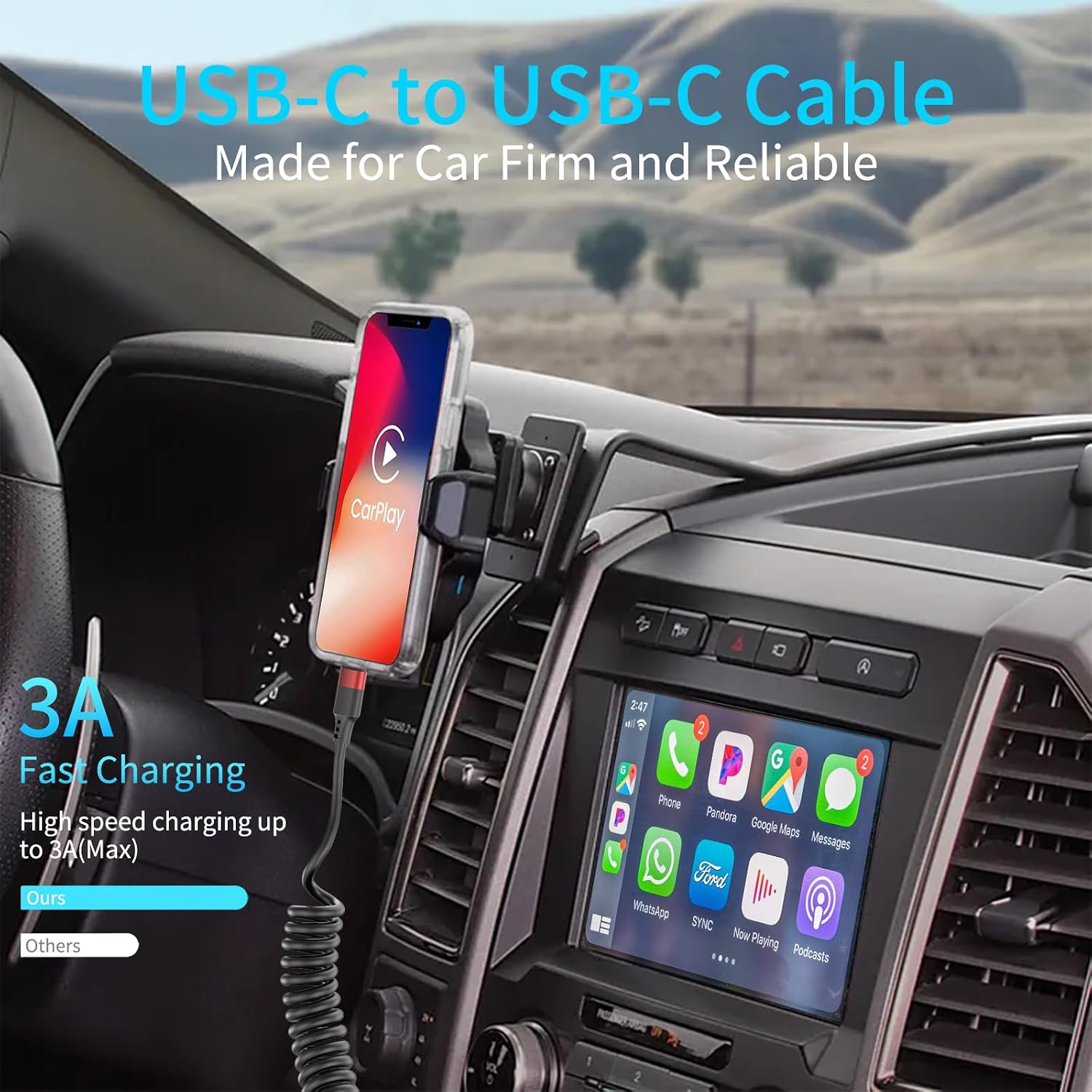 Detalle 2 de Coiled USB C to USB C Cable 60W 2-pack