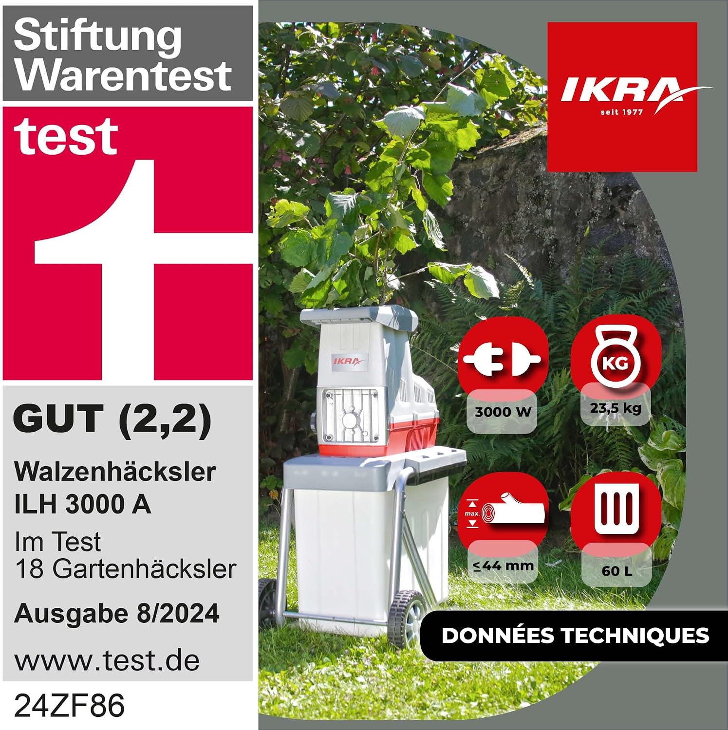 Detalle de Ikra ILH 3000A – Broyeur silencieux électrique 3000W, alimentation automatique