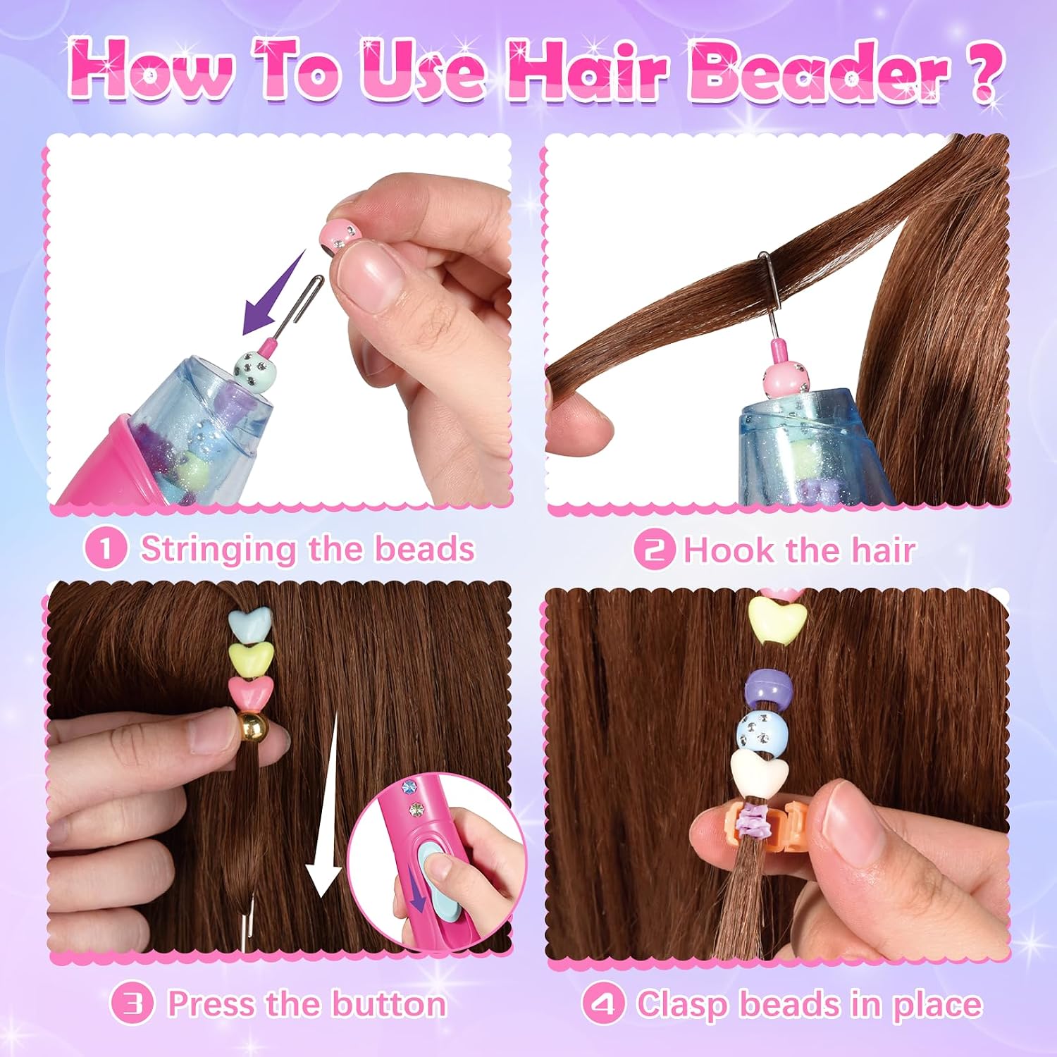 Detalle de Hzitcigm Regali Bambine 5–12 Anni: Kit intrecci capelli con accessori unicorno e perline