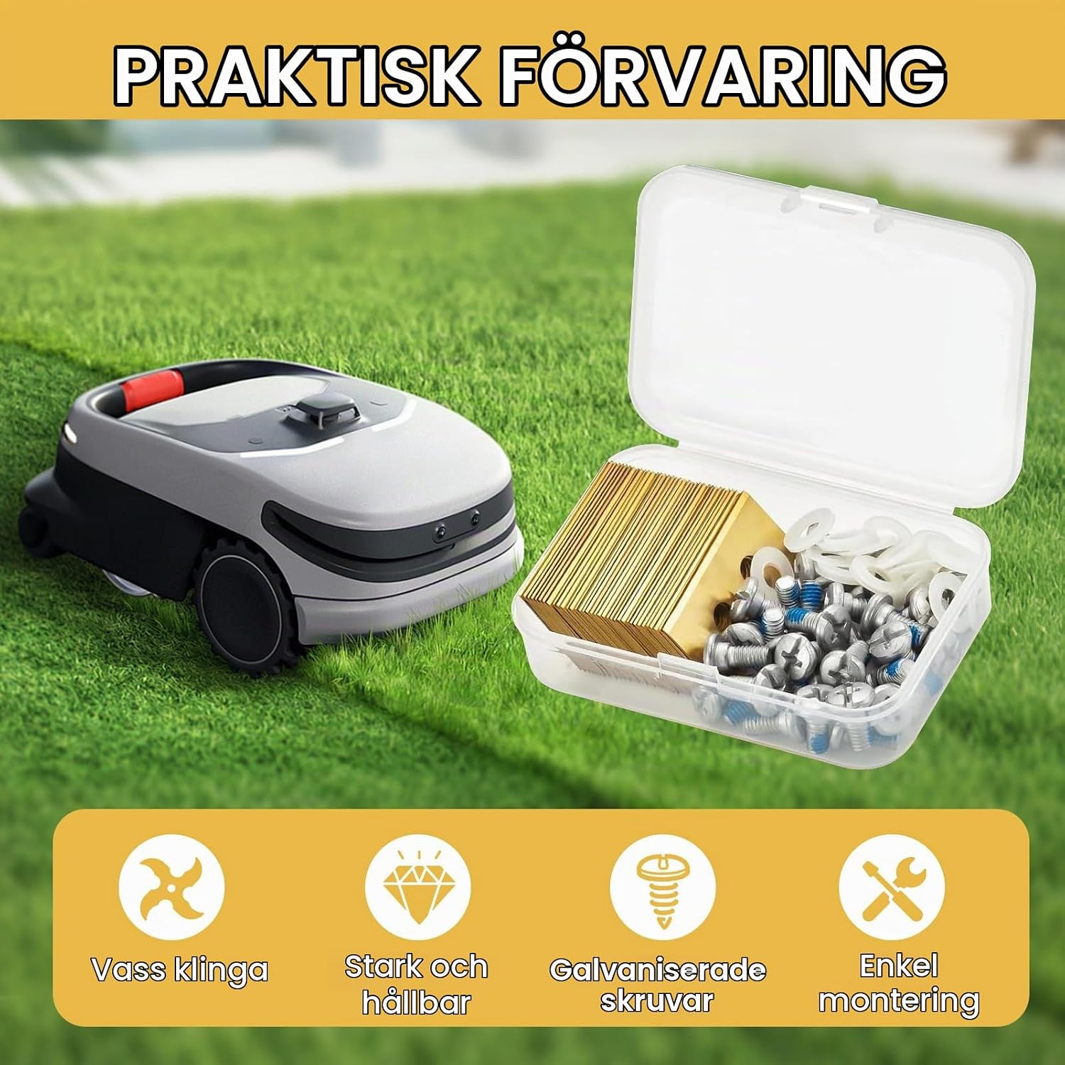 Thumbnail 6 de Tronisky 36 reservblad för robotgräsklippare, vändbara i rostfritt stål