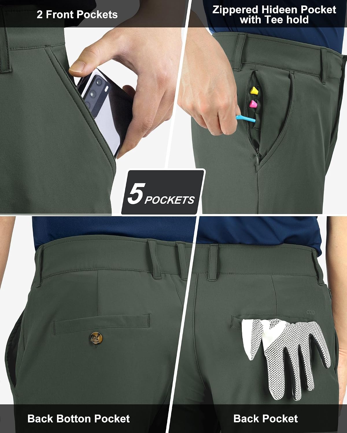 Thumbnail 4 de 33,000ft Herren Golfhose – Atmungsaktiv, Stretch, Schnell trocknend, UPF50+
