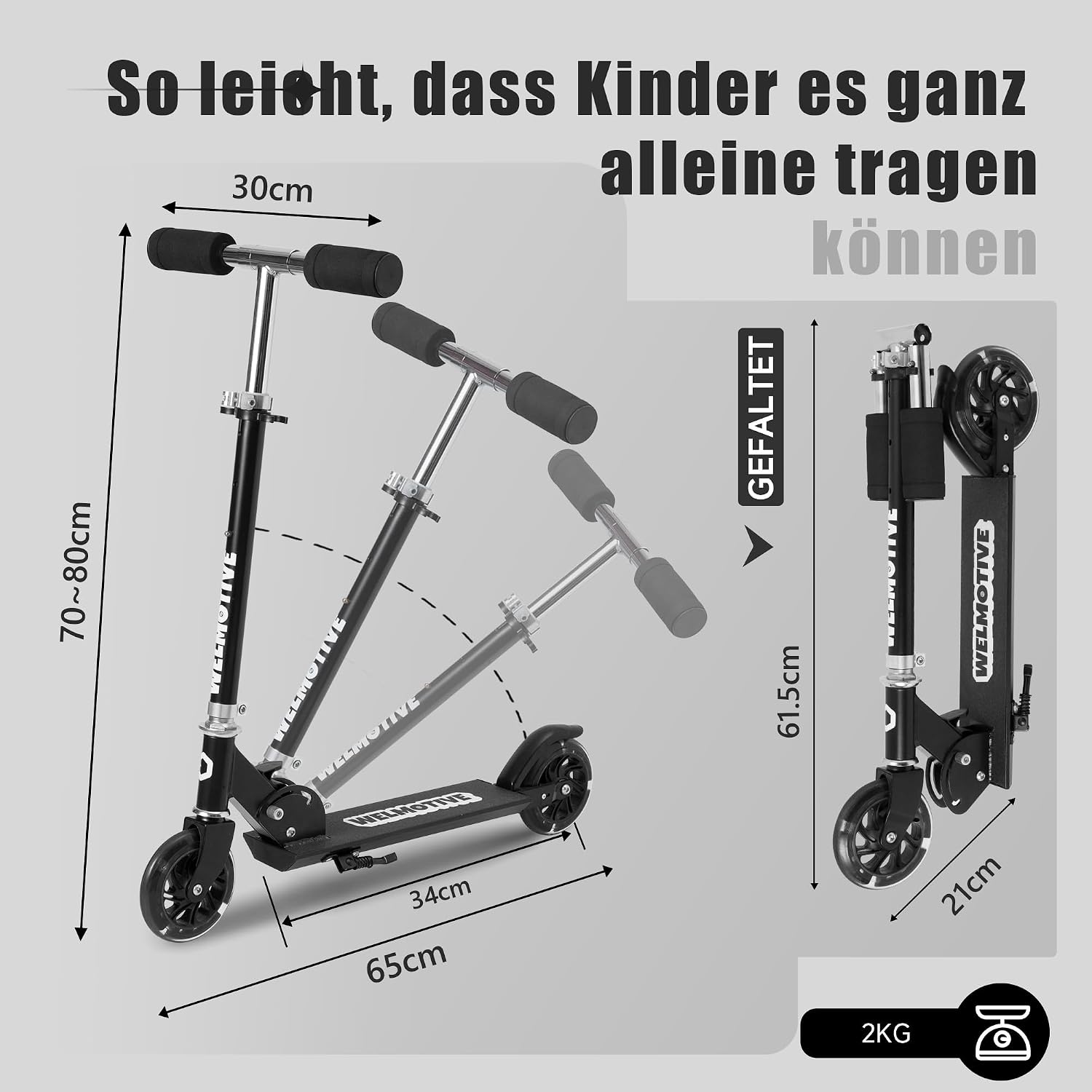 Thumbnail 5 de Roller Kinder 2 Räder klappbar 2 LEDs