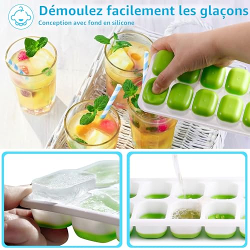 Detalle 2 de CHILLSILA Bac à Glaçons Lot de 4 | Moule à Glaçons avec Couvercle et Empilable