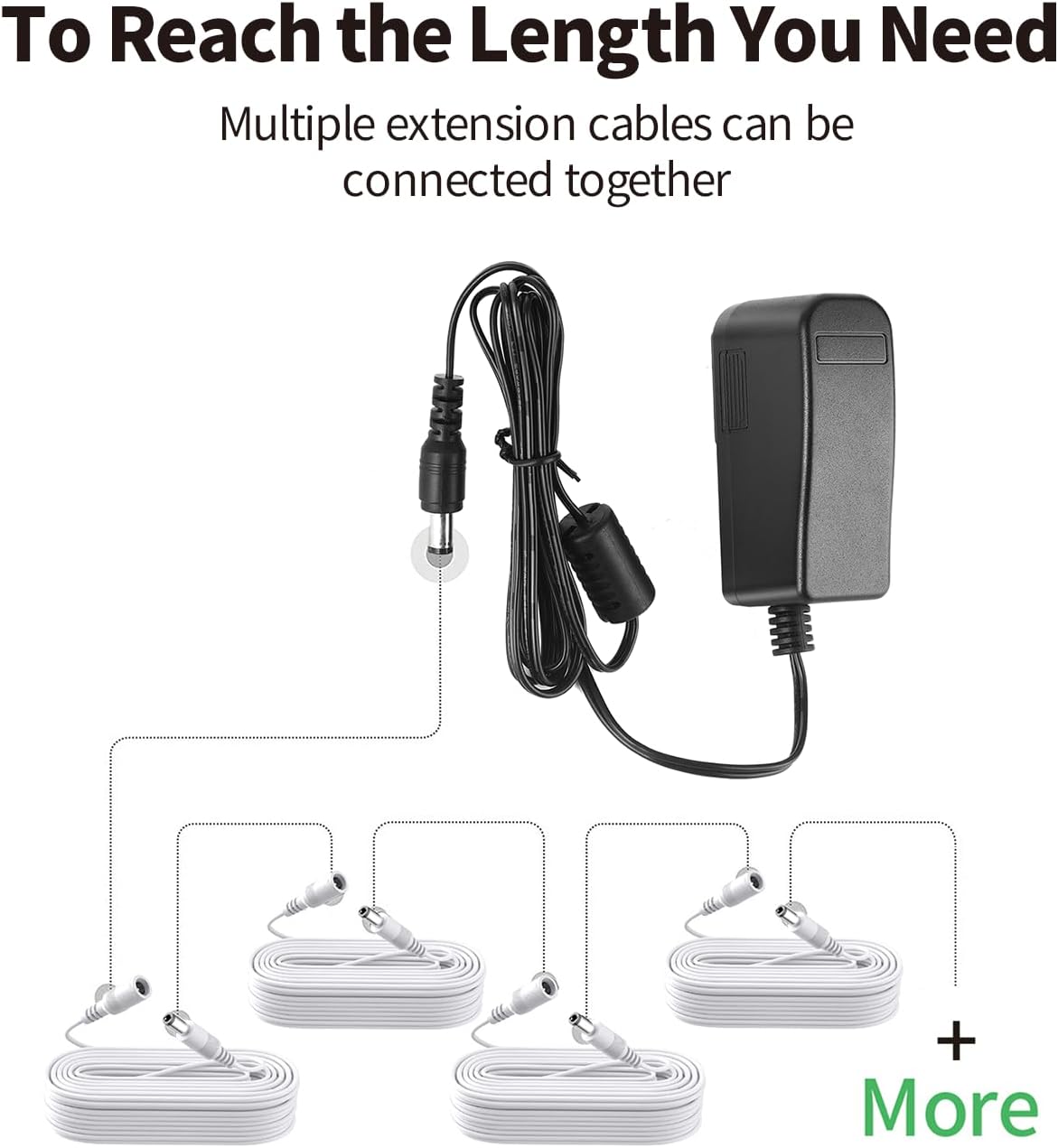 Thumbnail 2 de TONTON DC Verlängerungskabel 5 Meter (DC 12V, 2,1/5,5 mm) für Überwachungskameras & LED-Streifen