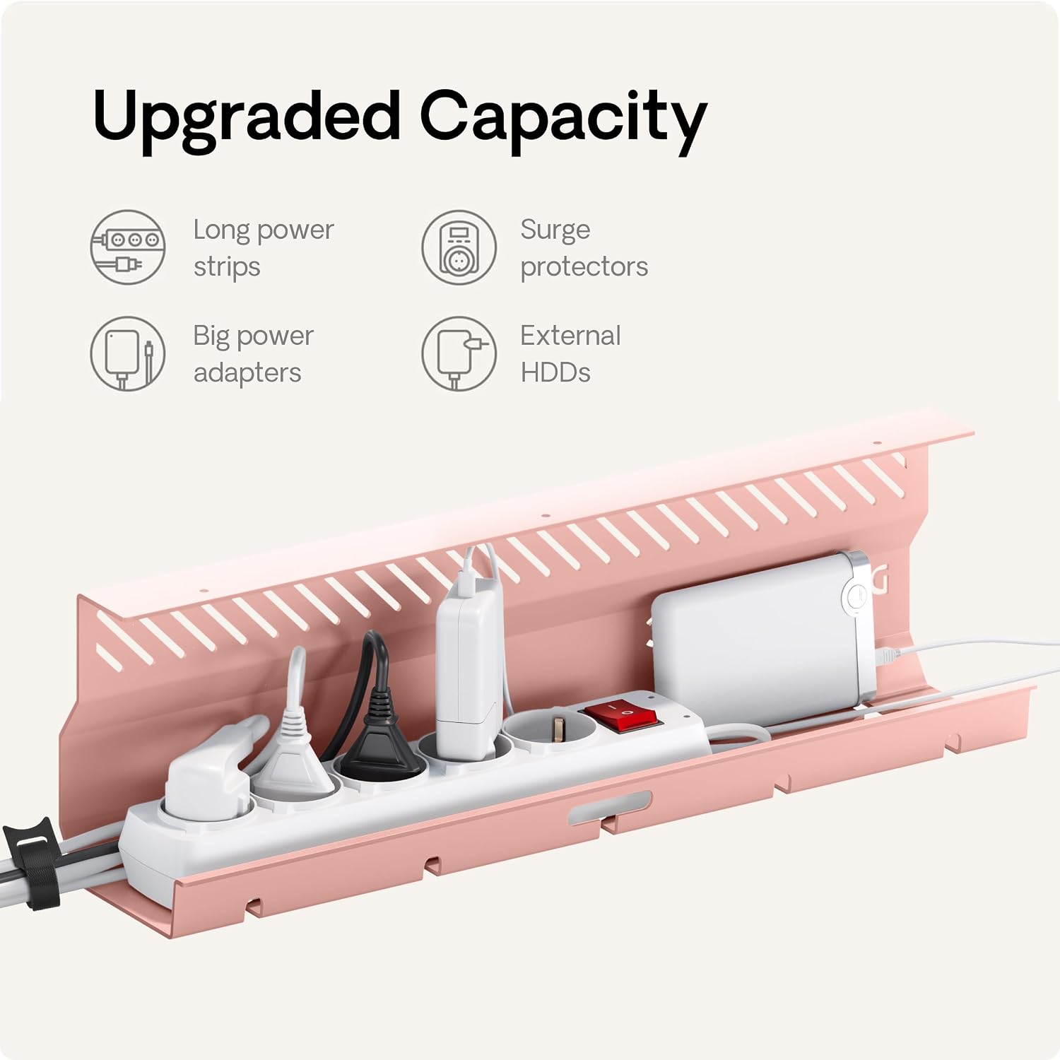 Thumbnail 2 de Desktronic Cable Duct Desk Pink Set of 2 – Stainless Steel Cable Management