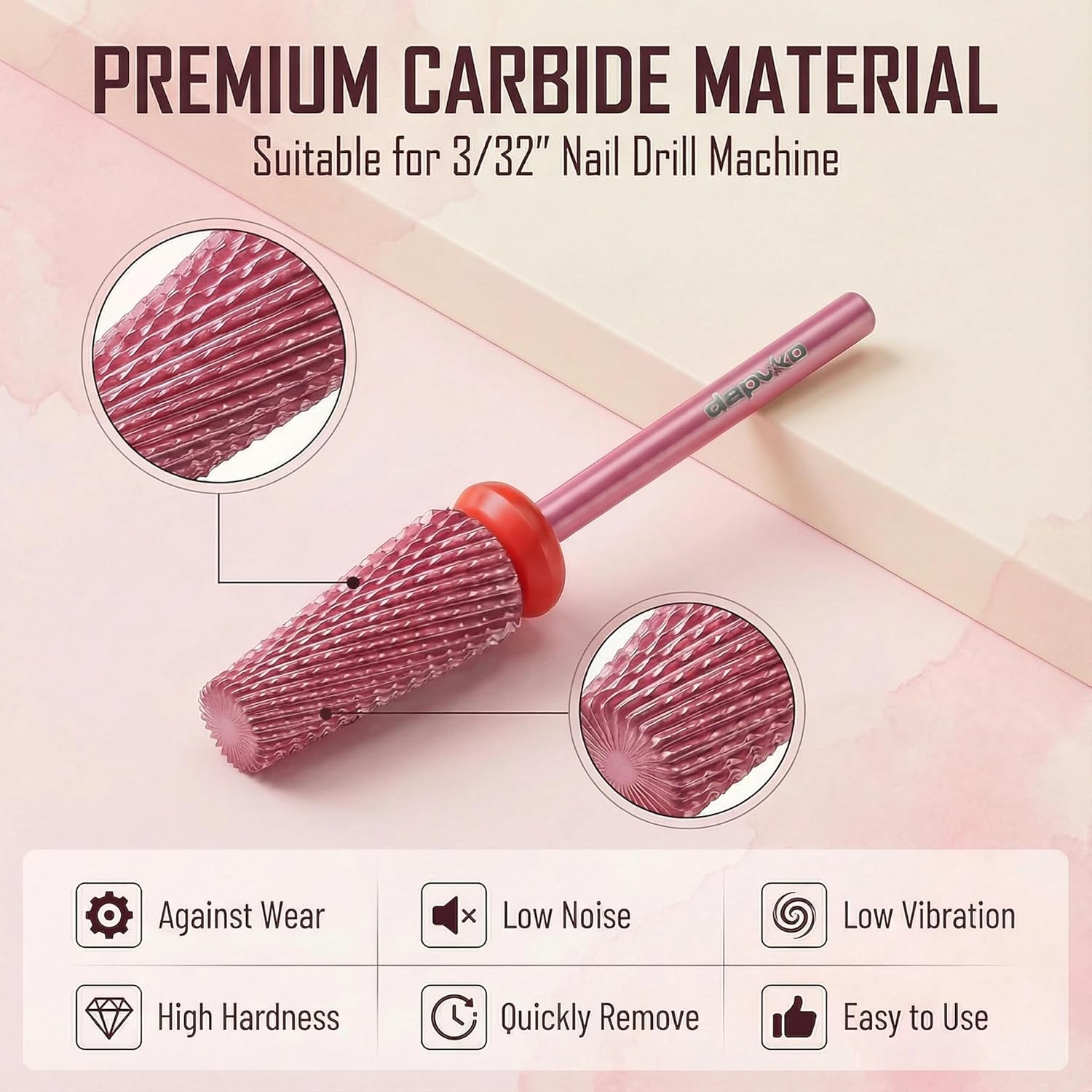 Detalle de Depvko Forets à ongles 5 en 1, embout 3/32'' en carbure de tungstène – rotation bidirectionnelle
