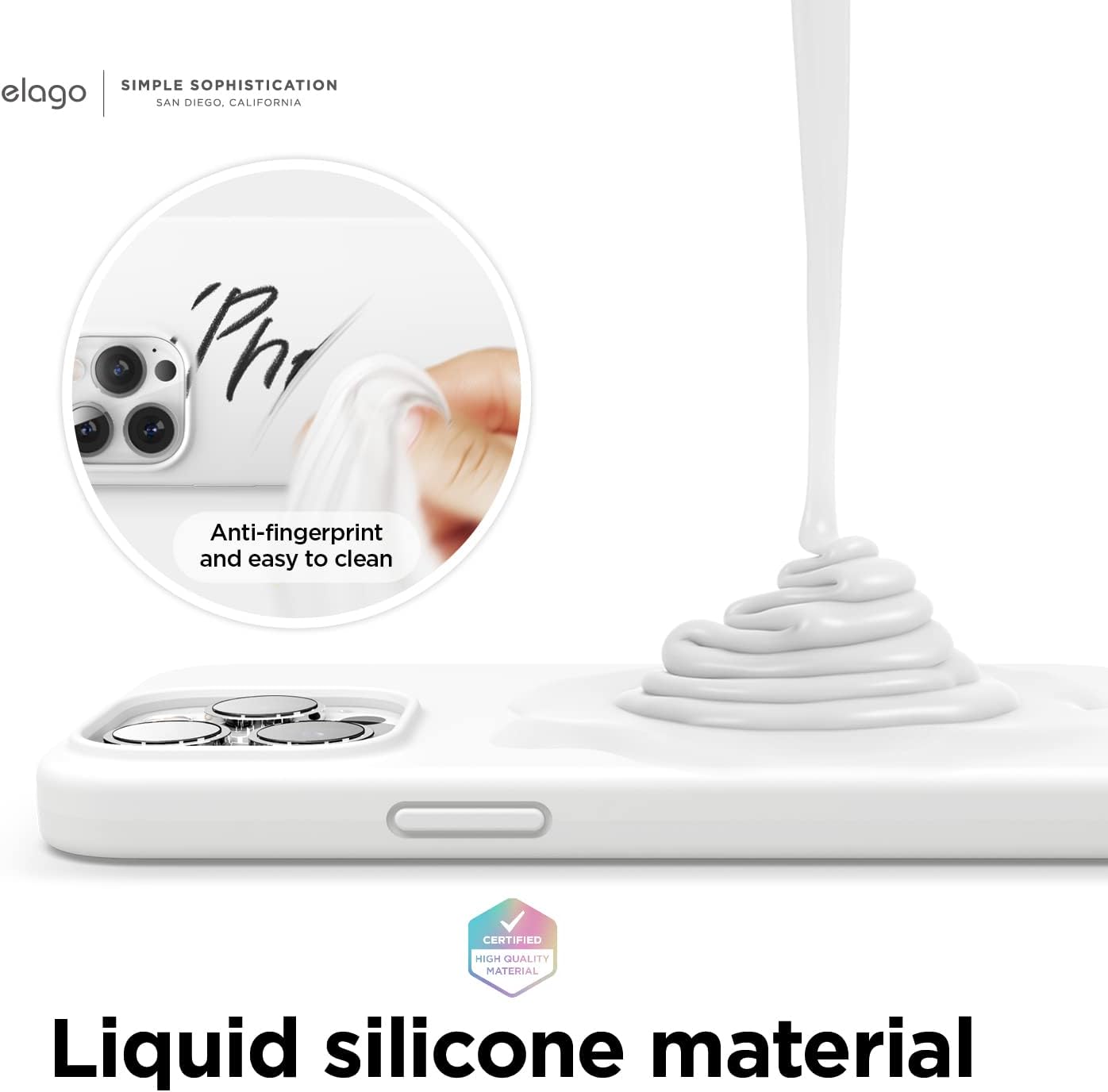 Detalle 2 de elago Coque Silicone Liquide pour iPhone 13 Pro Max (6,7") – Étui silicone premium blanc, protection antichoc à 3 couches