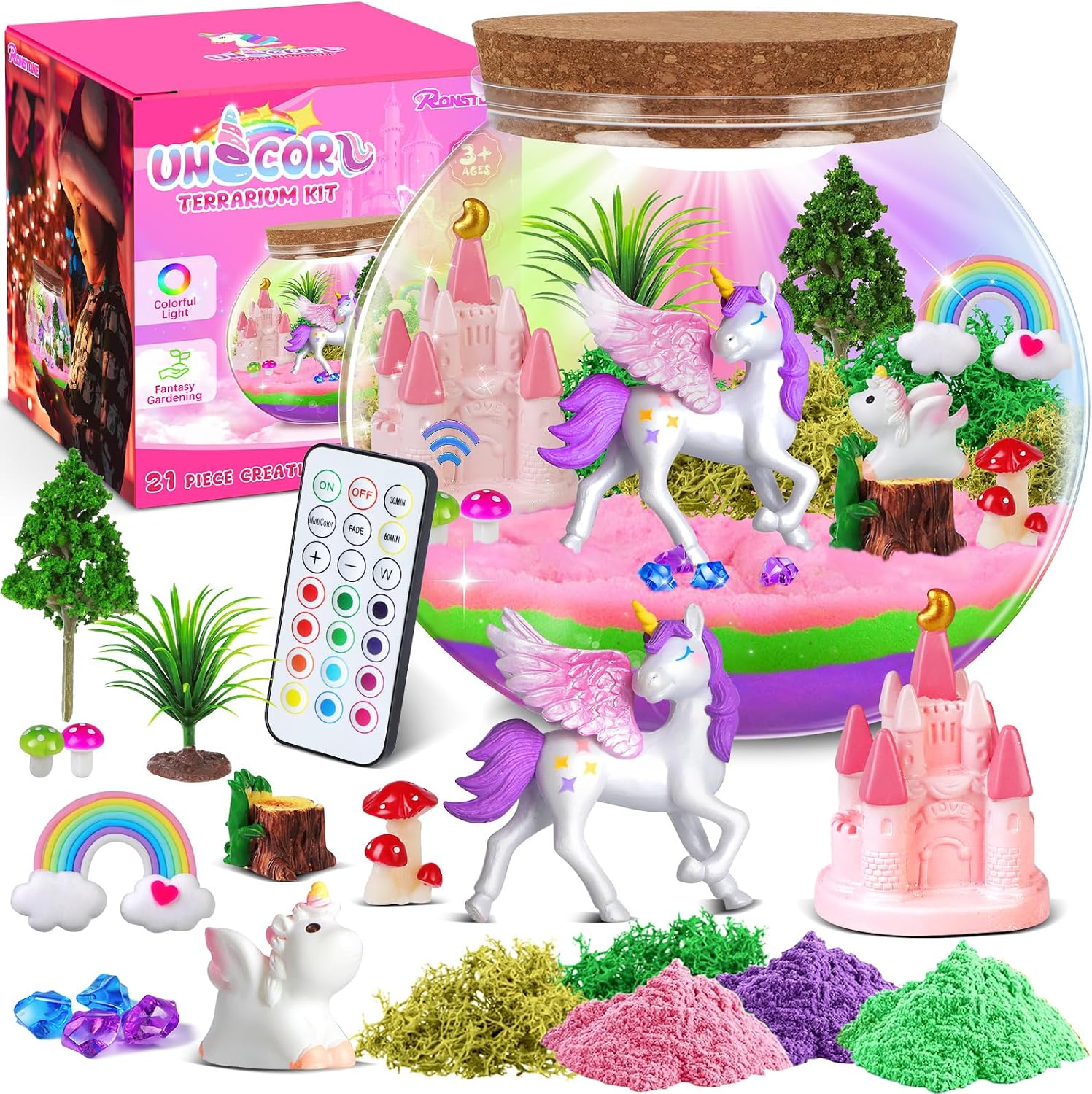 Thumbnail 6 de Ronstone Dinosaur Terrarium Kit with Light-Up Volcano & DIY World Display
