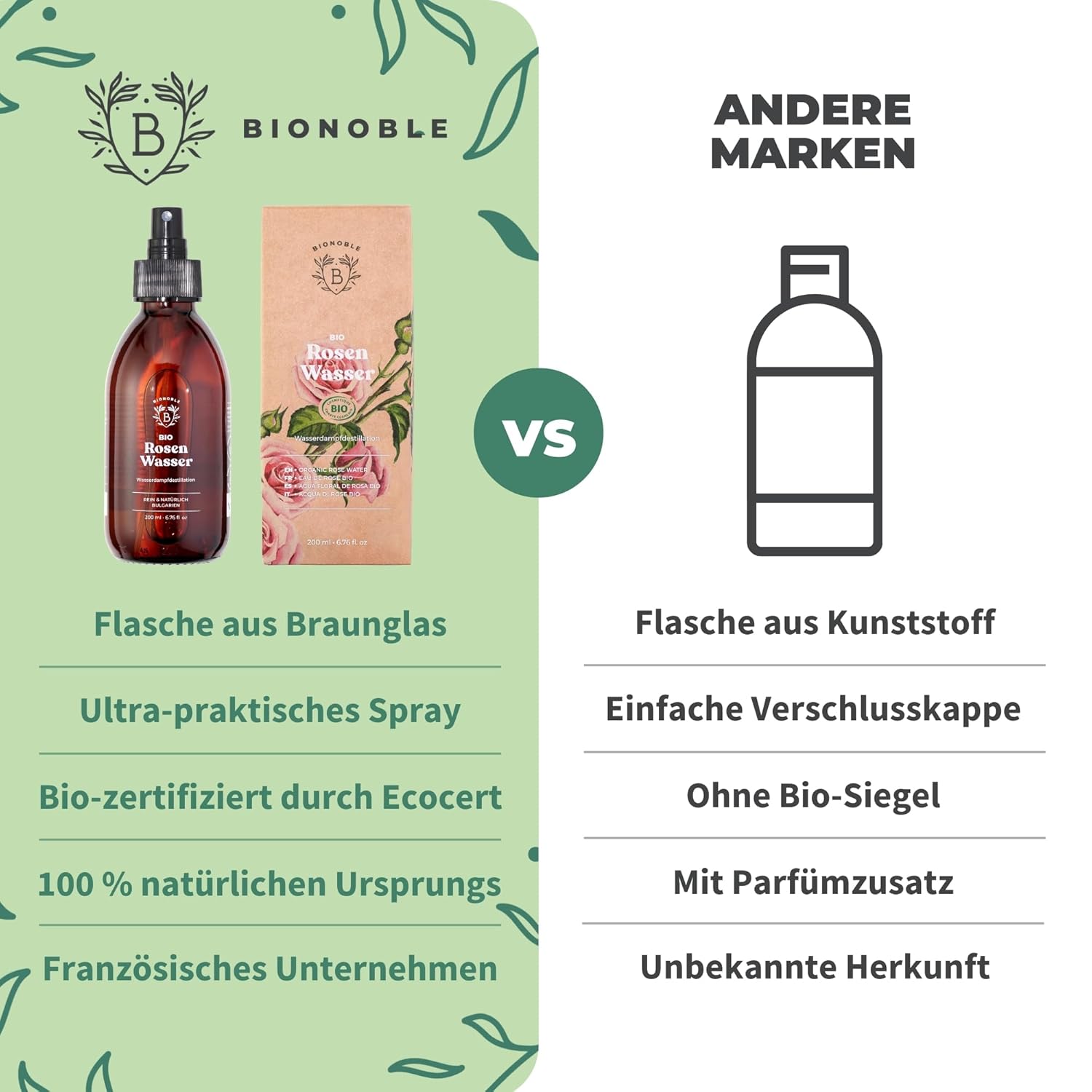 Thumbnail 4 de BIONOBLE Rosenwasser Bio – 200 ml, zur vitalisierenden Pflege von Gesicht und Haaren