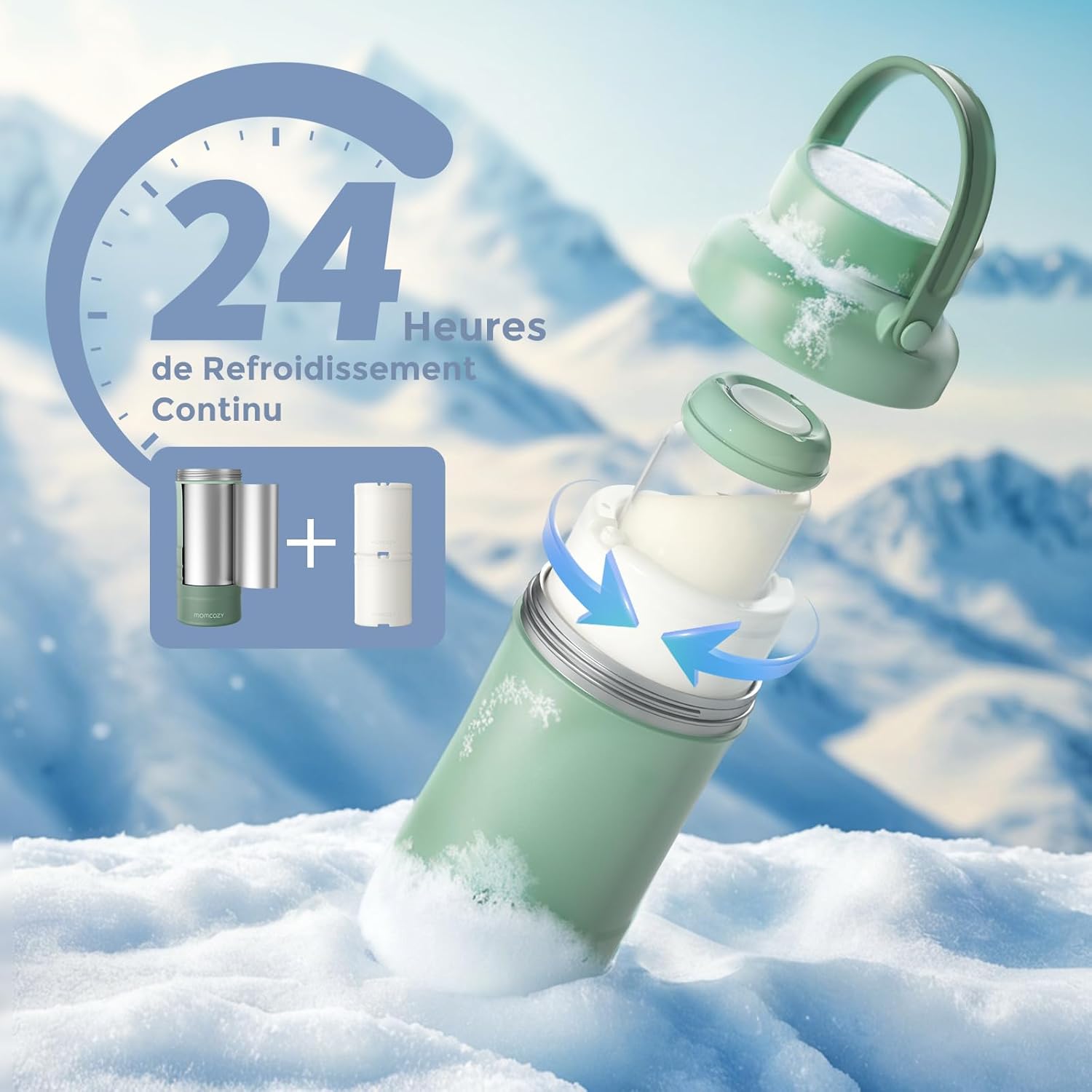 Thumbnail 1 de Momcozy Glaciere Lait Maternel 650 ml avec 2 Bouteilles – Conservation 24h, Transport Sans Glace