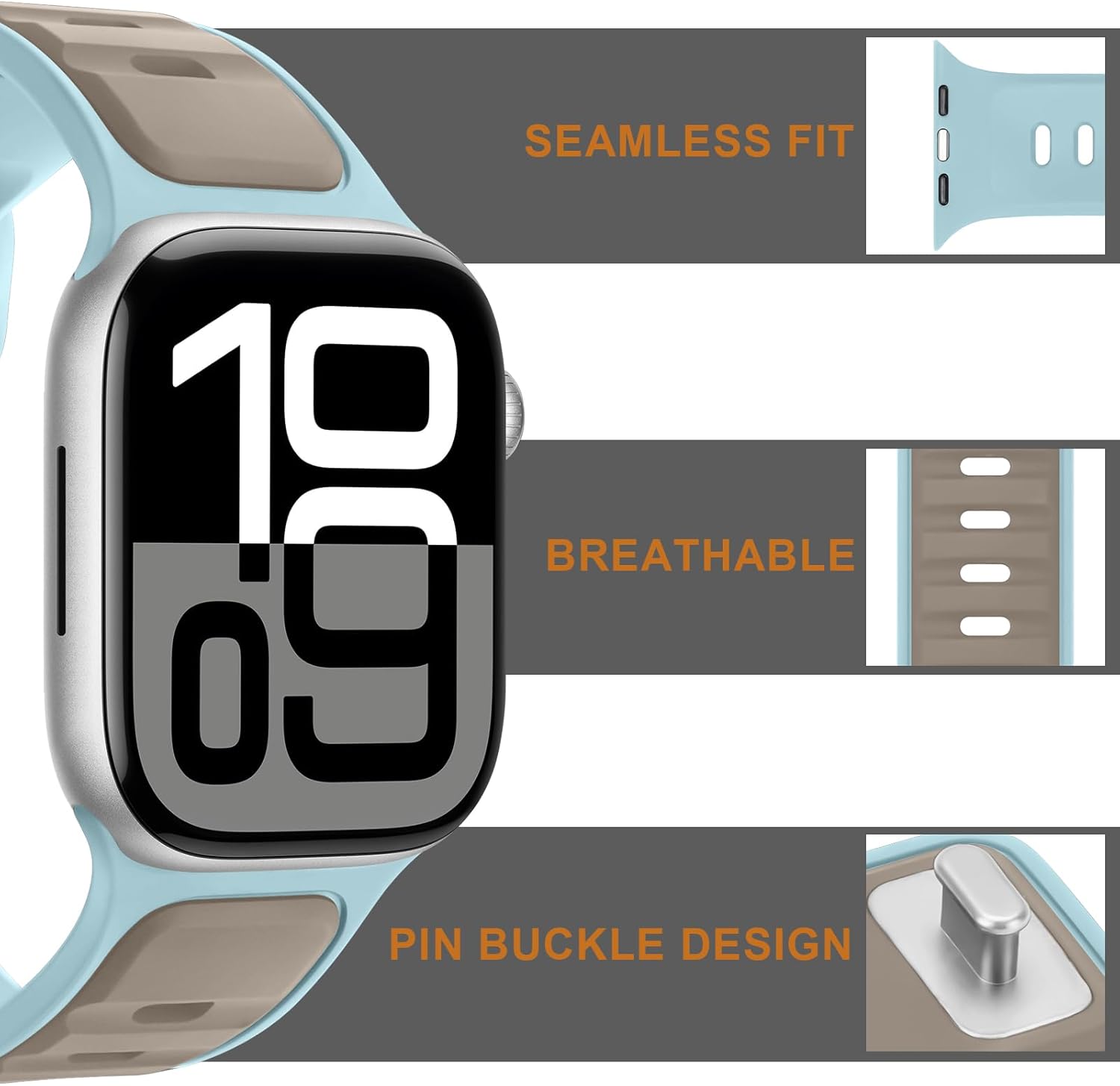 Thumbnail 3 de Anlinser Sport Strap for Apple Watch (38–42mm) – Light Blue Silicone Loop Band