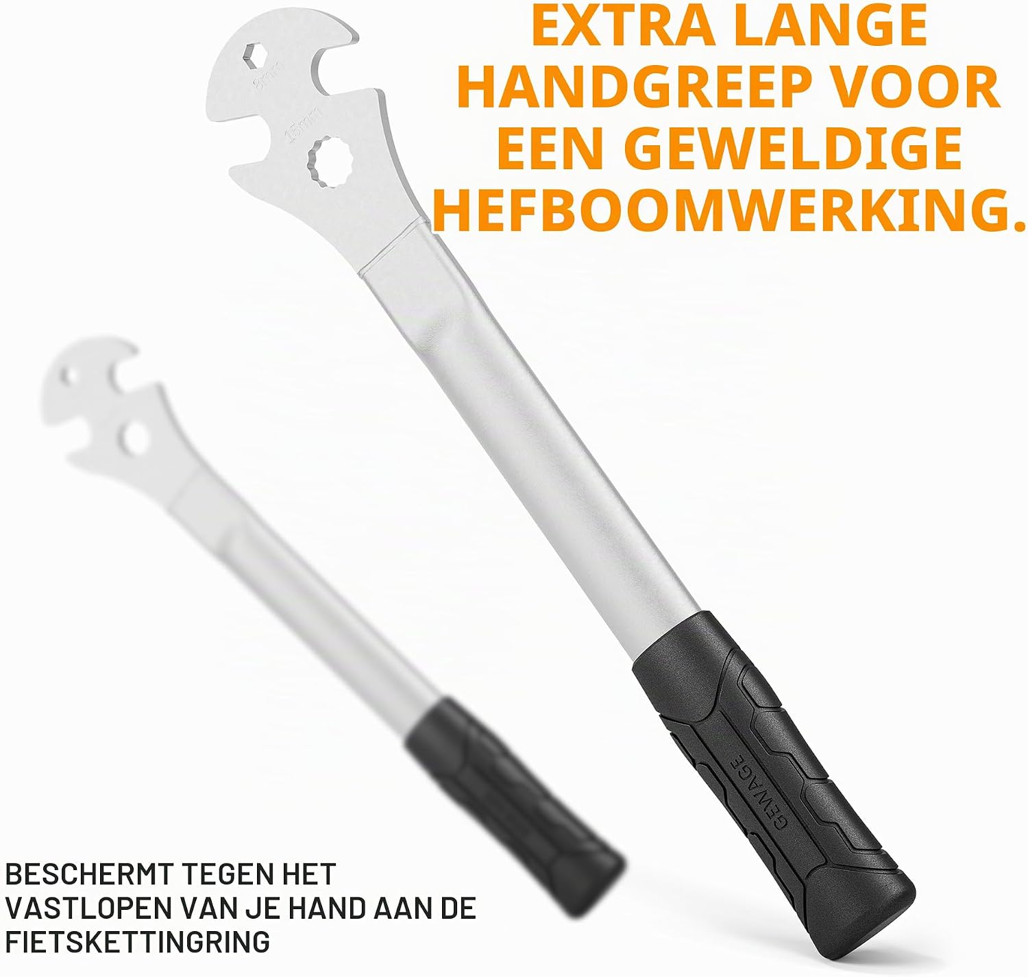 Thumbnail 6 de GEWAGE pedaalsleutel met 15 mm sleutelkop, 8 mm inbus en PVC-handgreep