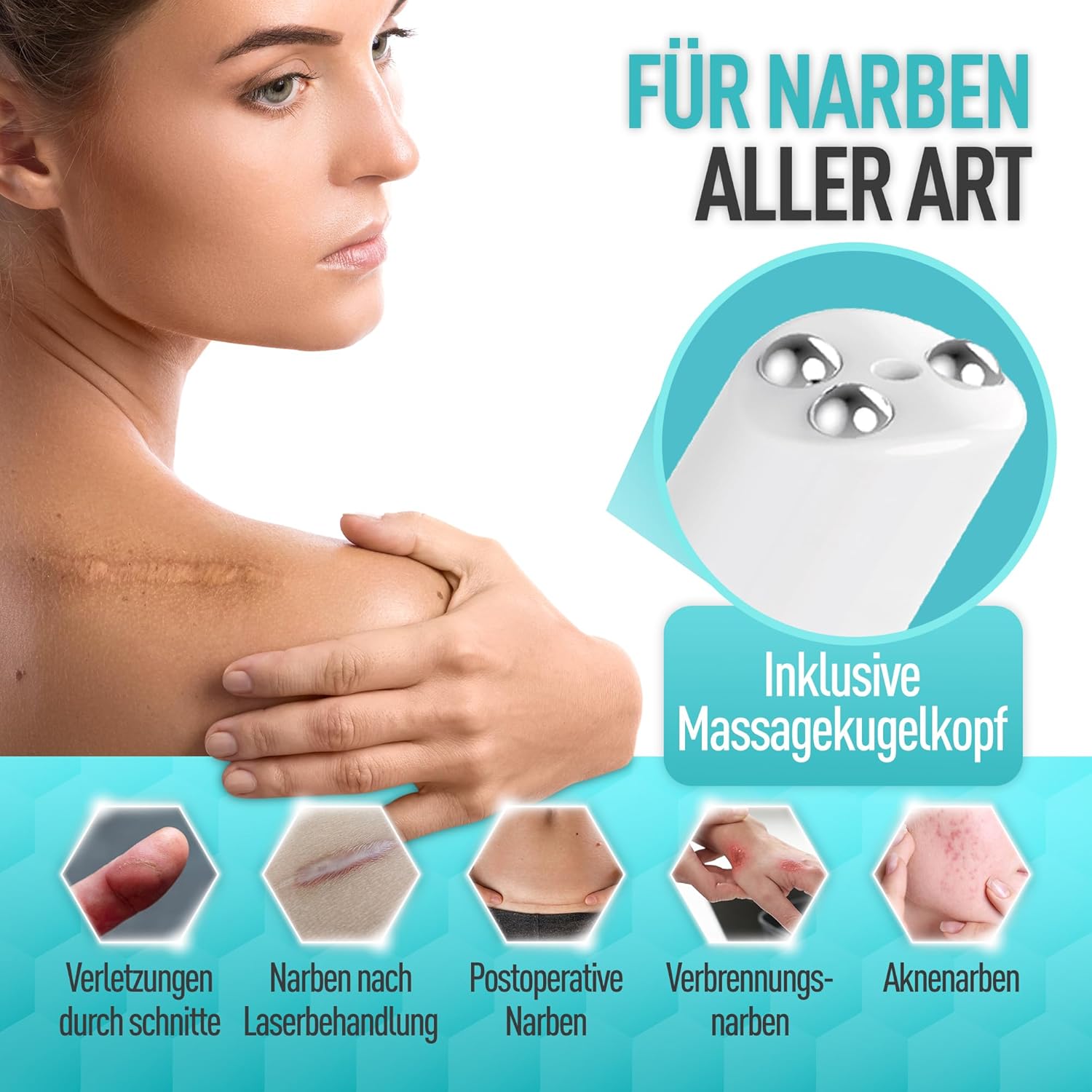 Detalle de flint Med Narbengel – Narbensalbe mit integriertem Narbenroller, 17 ml