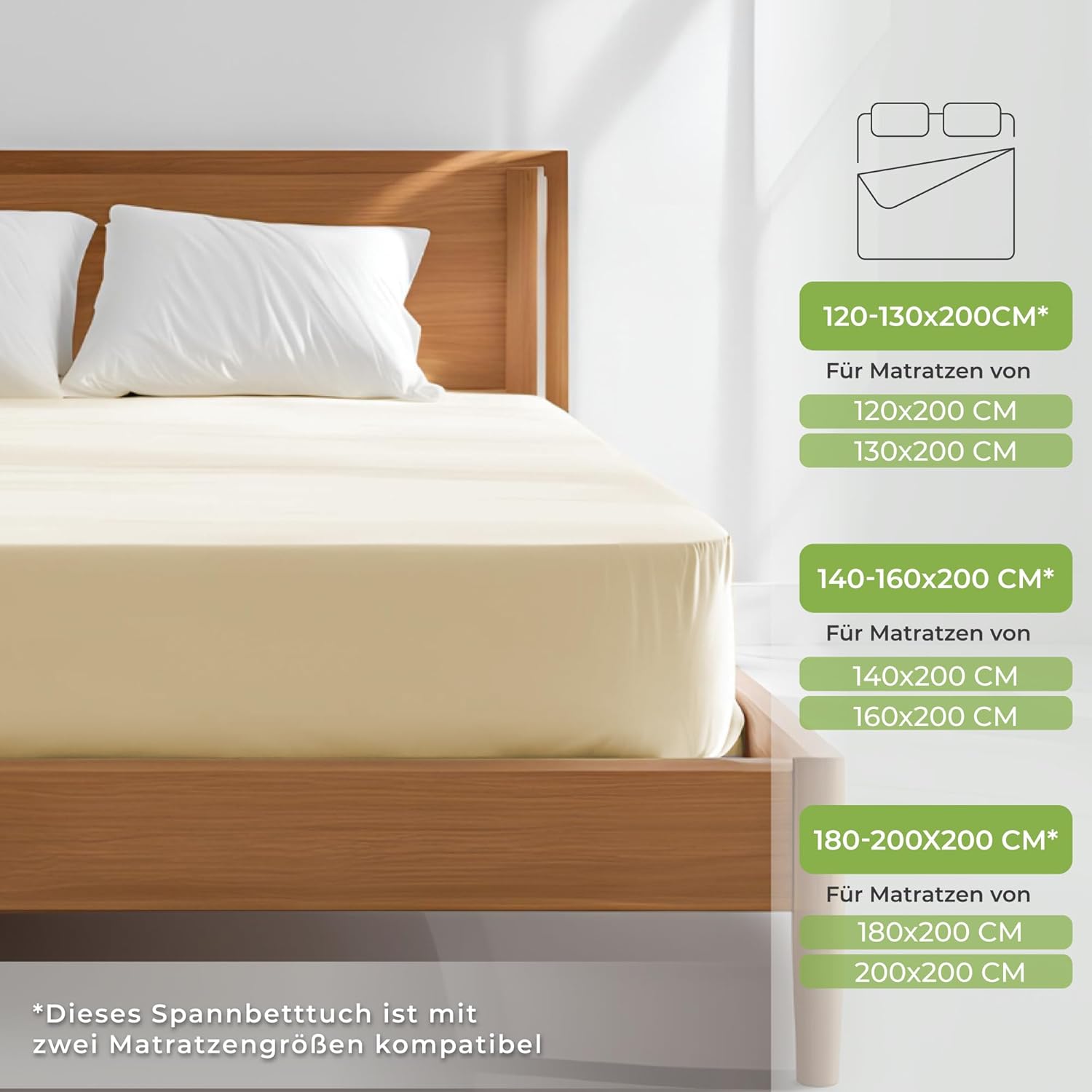 Thumbnail 3 de Dreamzie Premium Spannbettlaken 140x200–160x200 Beige