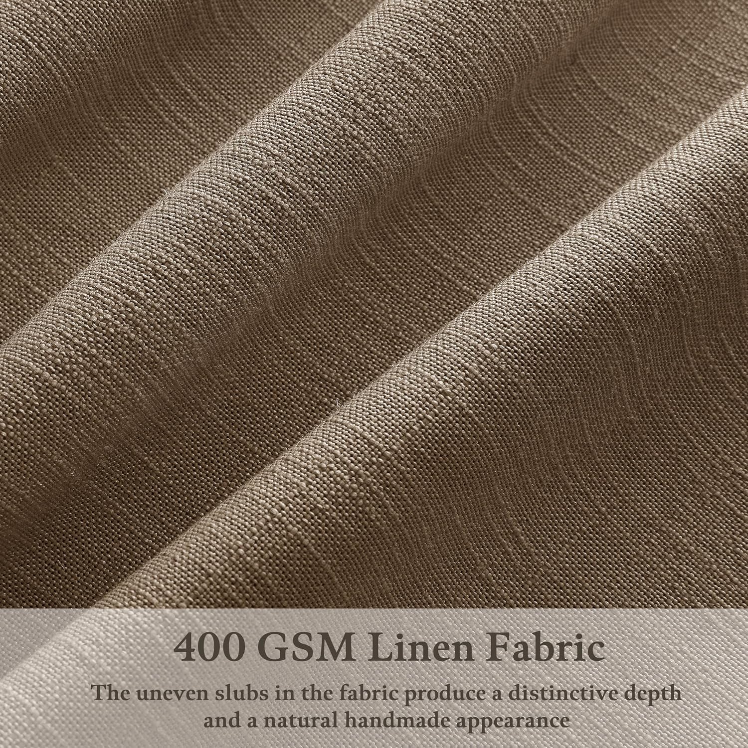 Detalle de Dutch Cocoa Pinch Pleated Linen Curtains (112-Inch Long), 2 Panels Set