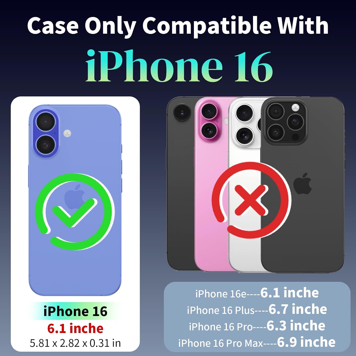 Detalle 2 de HNHYGETE iPhone 16 Case with 360° Rotating Kickstand, Blue