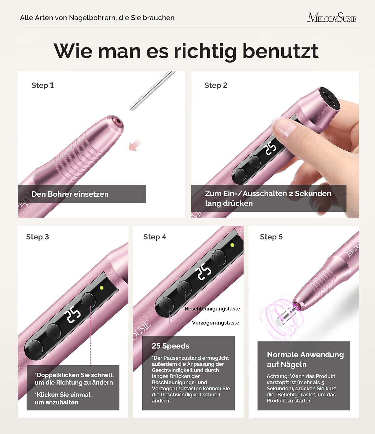 Thumbnail 4 de MelodySusie PC180G Kabelloser Nagelfräser 25000 U/min